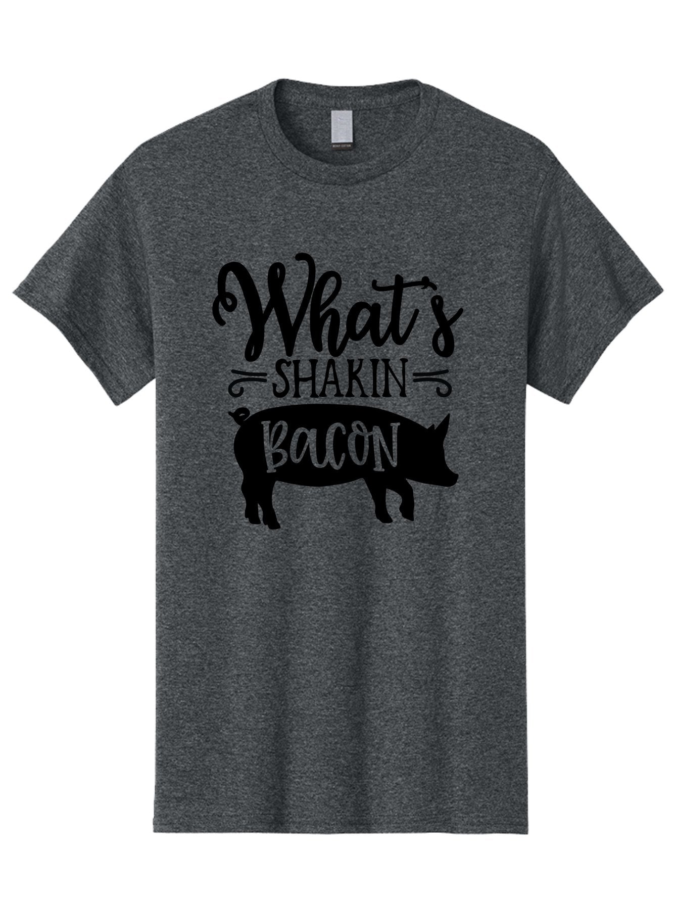 What-S-Shakin-Bacon Men'S Graphic Tee, 100% Cotton, Comfortable Casual Summer Wear, Machine Washable, Funny Pig Graphic, Bacon Lover Gift, Playful Typography, What'S Shakin Bacon, Pig Silhouette, Whimsical Design, Humor, Bacon Pun, Aab593 12