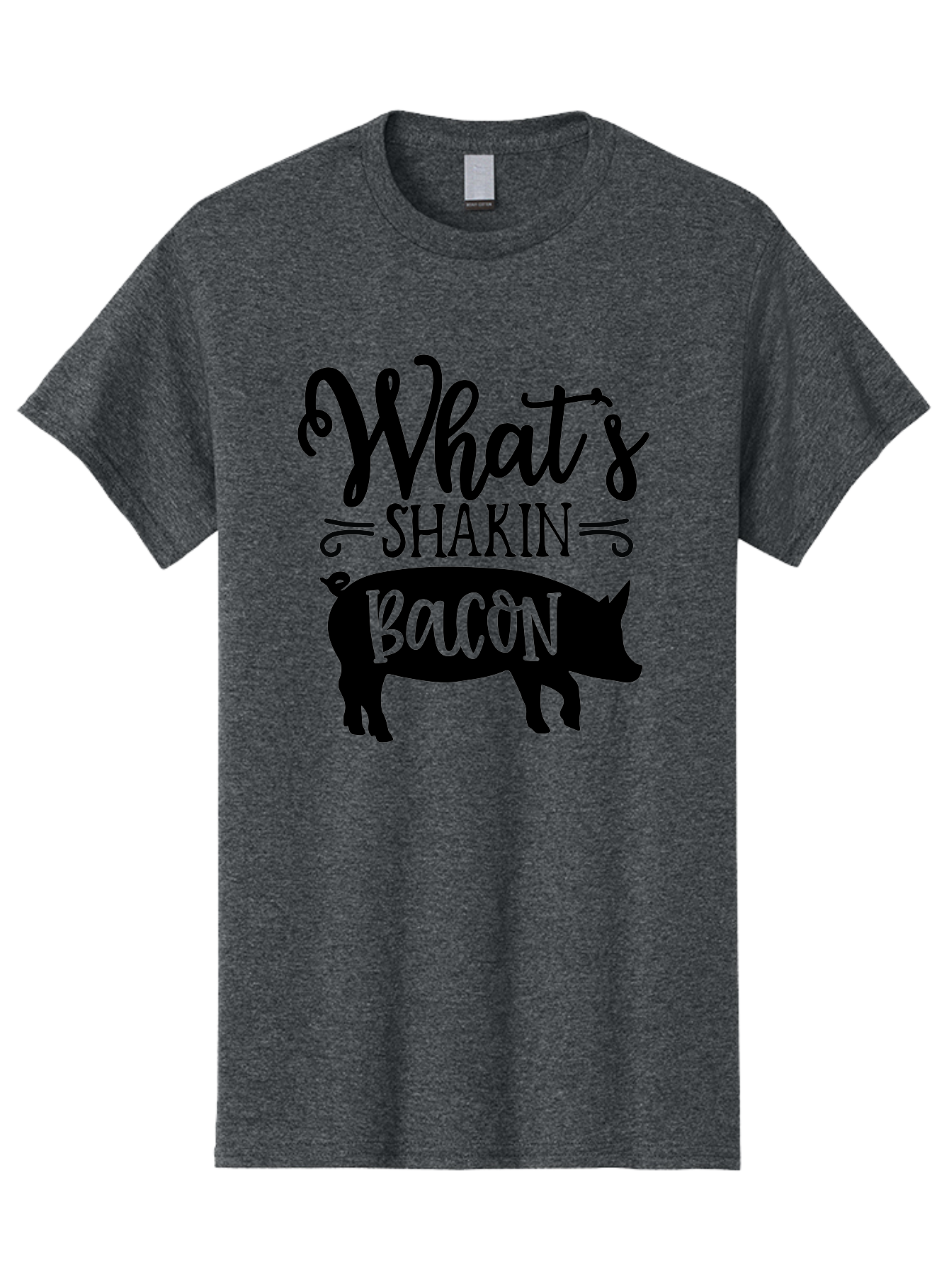 What-S-Shakin-Bacon Men'S Graphic Tee, 100% Cotton, Comfortable Casual Summer Wear, Machine Washable, Funny Pig Graphic, Bacon Lover Gift, Playful Typography, What'S Shakin Bacon, Pig Silhouette, Whimsical Design, Humor, Bacon Pun, Aab593 5