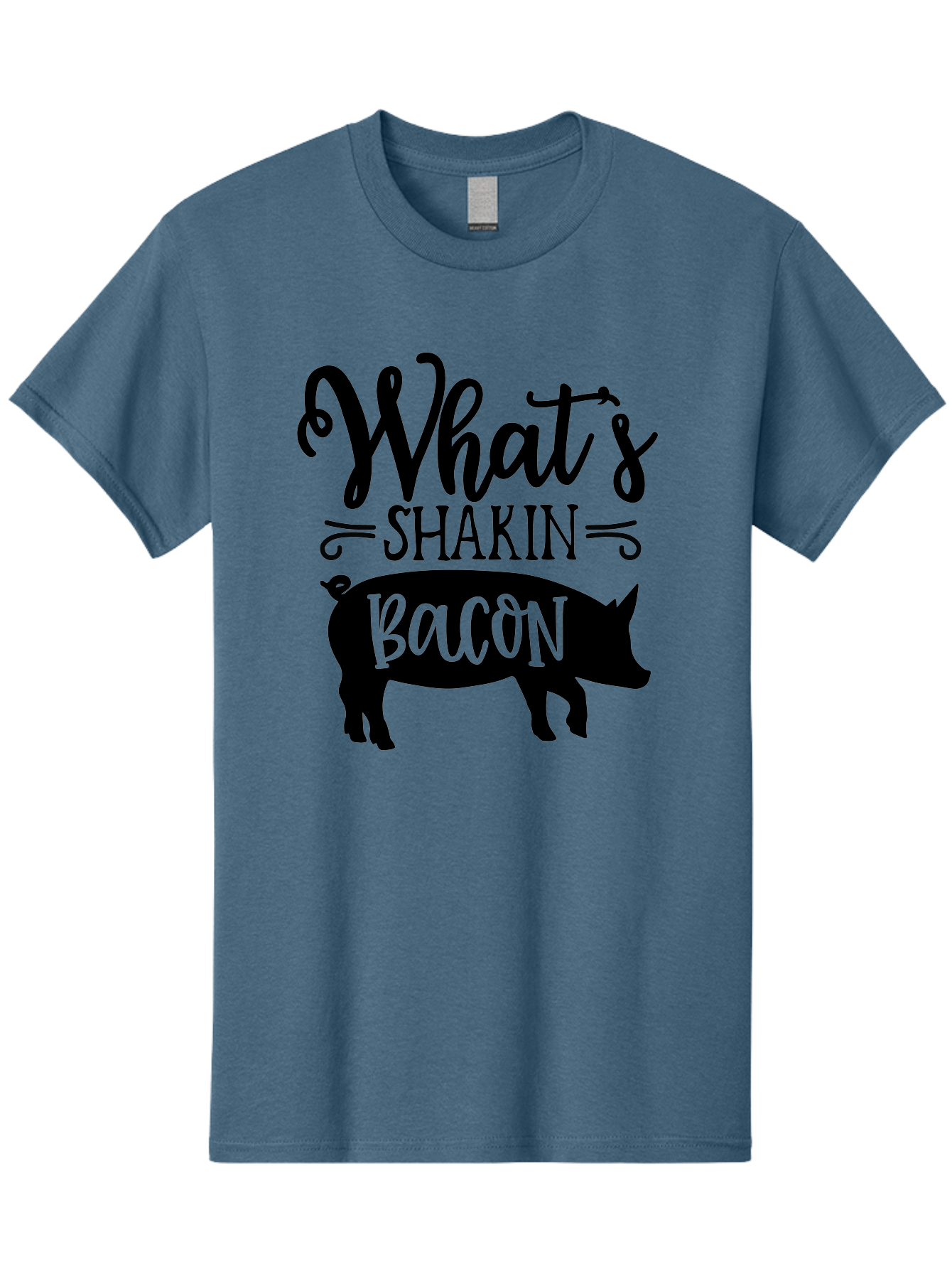 What-S-Shakin-Bacon Men'S Graphic Tee, 100% Cotton, Comfortable Casual Summer Wear, Machine Washable, Funny Pig Graphic, Bacon Lover Gift, Playful Typography, What'S Shakin Bacon, Pig Silhouette, Whimsical Design, Humor, Bacon Pun, Aab593 11