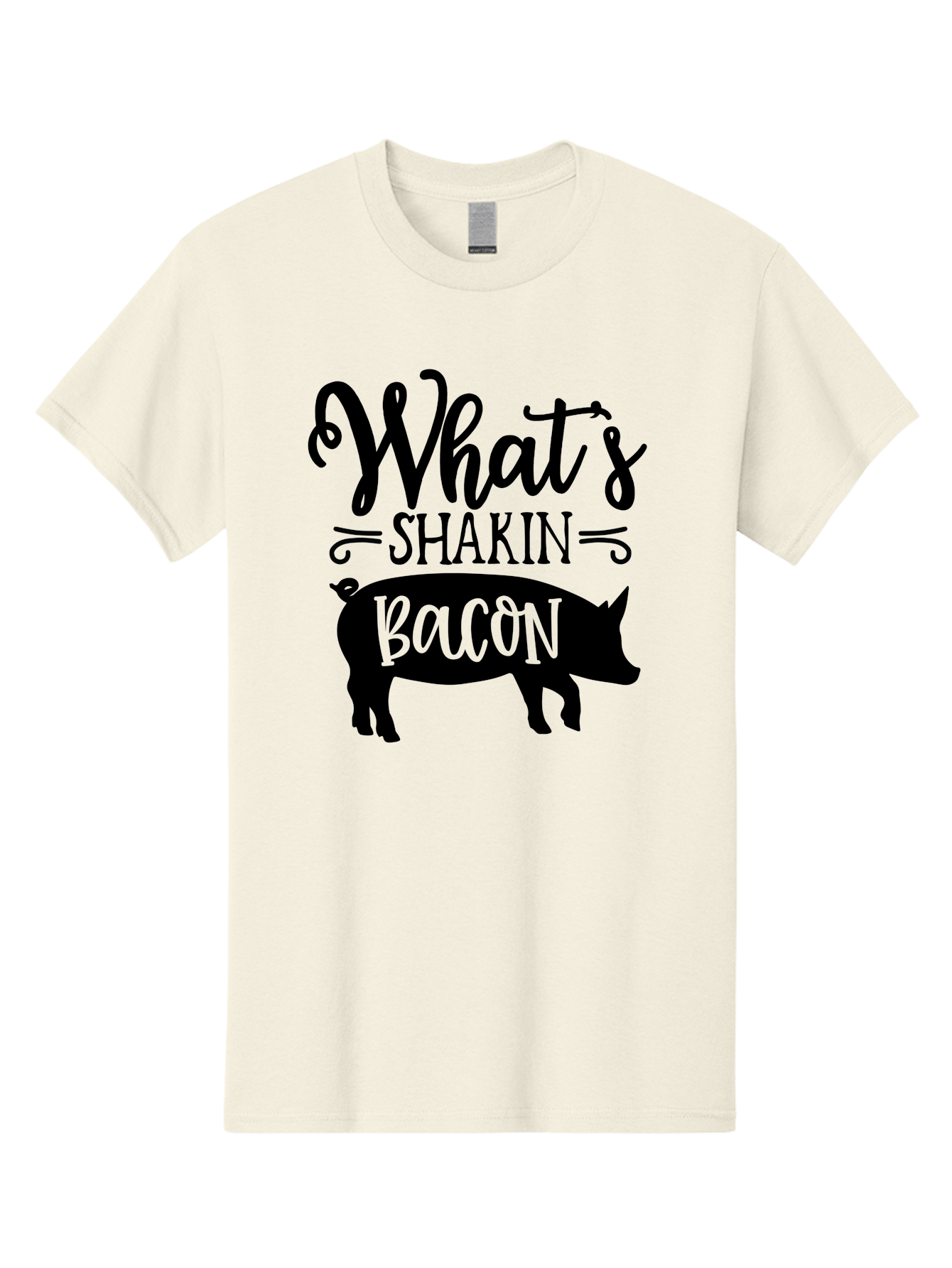 What-S-Shakin-Bacon Men'S Graphic Tee, 100% Cotton, Comfortable Casual Summer Wear, Machine Washable, Funny Pig Graphic, Bacon Lover Gift, Playful Typography, What'S Shakin Bacon, Pig Silhouette, Whimsical Design, Humor, Bacon Pun, Aab593 29