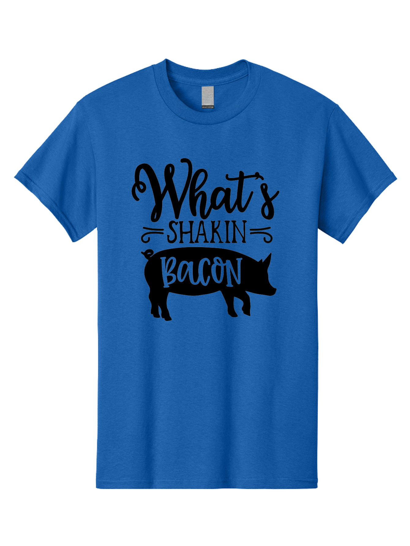 What-S-Shakin-Bacon Men'S Graphic Tee, 100% Cotton, Comfortable Casual Summer Wear, Machine Washable, Funny Pig Graphic, Bacon Lover Gift, Playful Typography, What'S Shakin Bacon, Pig Silhouette, Whimsical Design, Humor, Bacon Pun, Aab593 25