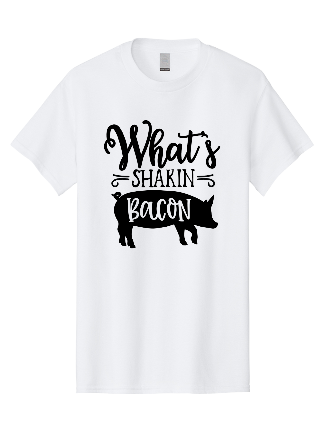 What-S-Shakin-Bacon Men'S Graphic Tee, 100% Cotton, Comfortable Casual Summer Wear, Machine Washable, Funny Pig Graphic, Bacon Lover Gift, Playful Typography, What'S Shakin Bacon, Pig Silhouette, Whimsical Design, Humor, Bacon Pun, Aab593 27