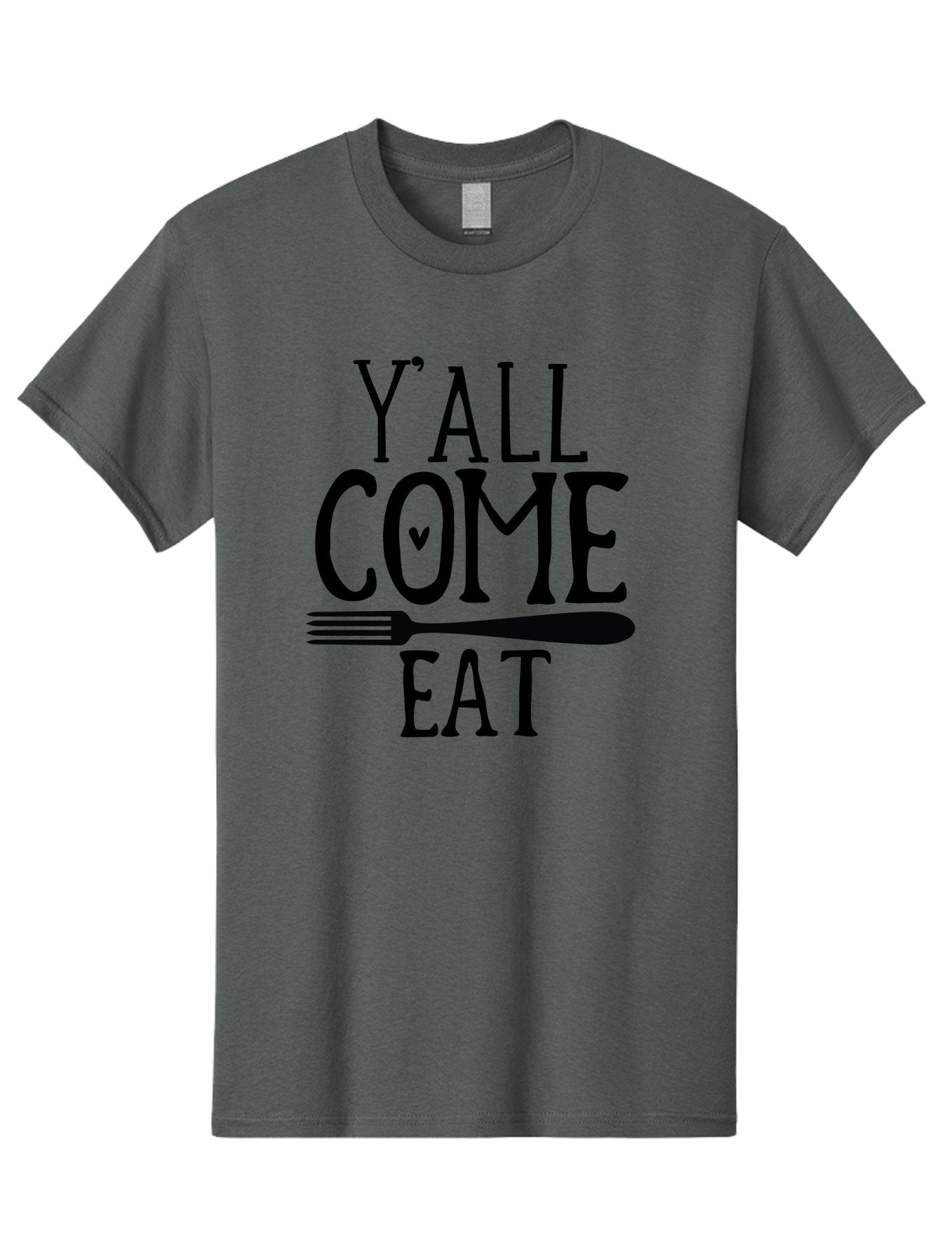 Y-All-Come-Eat Men'S Graphic Tee, 100% Cotton, Comfortable Casual Summer Wear, Machine Washable, Food Invitation, Southern Hospitality, Fork Graphic, Come Eat Sign, Restaurant Signage, Dinner Party Invitation, Casual Dining Aab597 11
