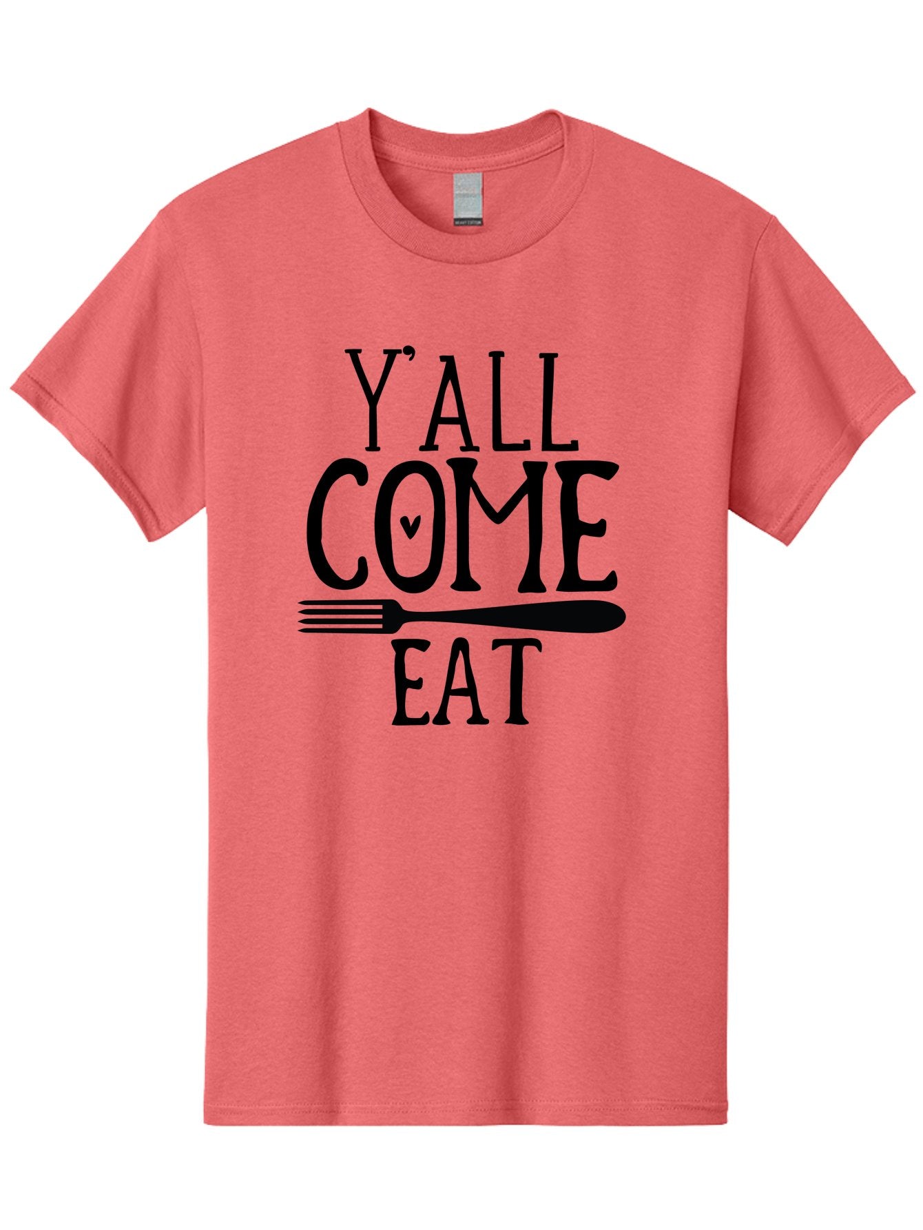 Y-All-Come-Eat Men'S Graphic Tee, 100% Cotton, Comfortable Casual Summer Wear, Machine Washable, Food Invitation, Southern Hospitality, Fork Graphic, Come Eat Sign, Restaurant Signage, Dinner Party Invitation, Casual Dining Aab597 13