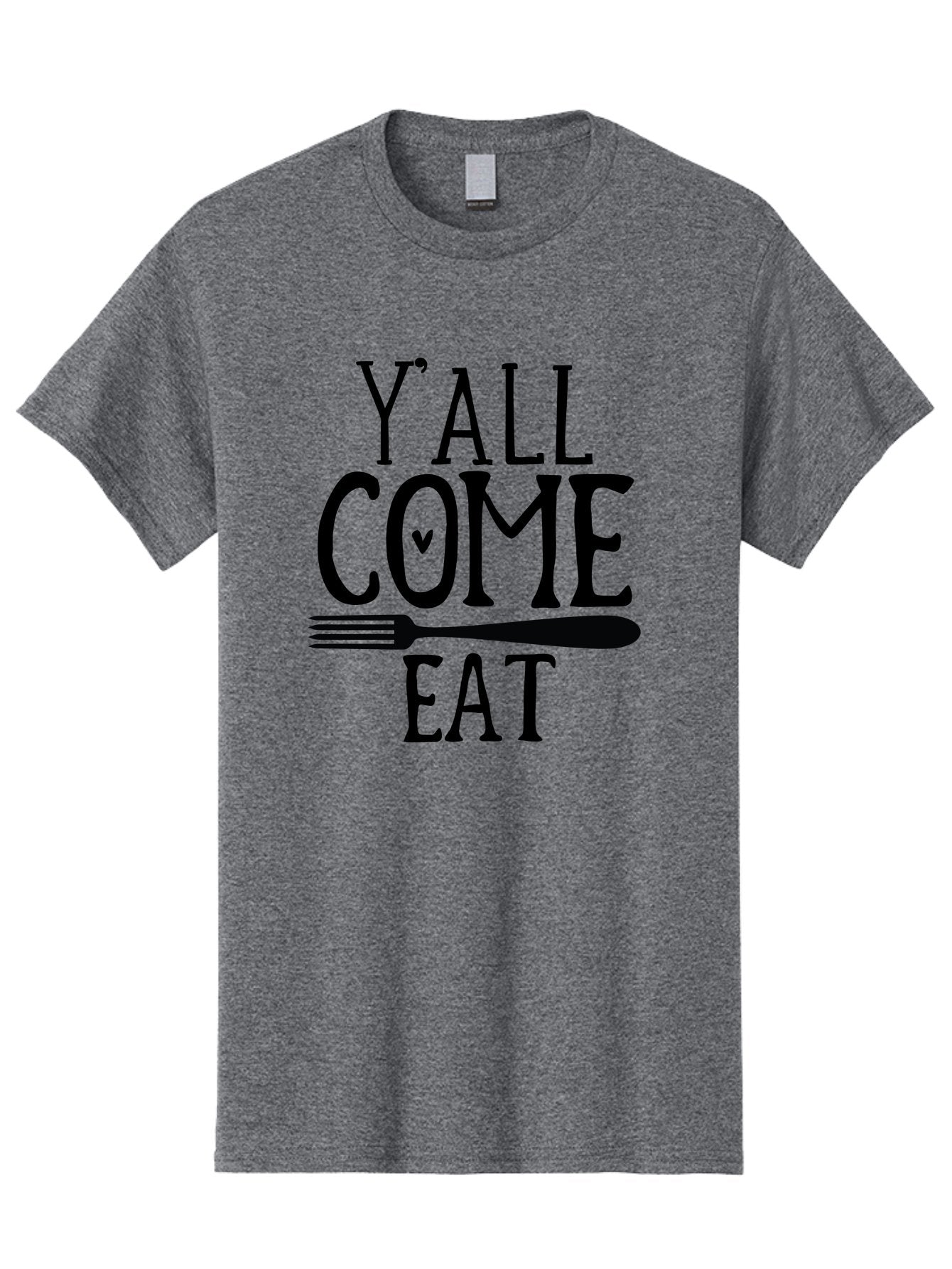 Y-All-Come-Eat Men'S Graphic Tee, 100% Cotton, Comfortable Casual Summer Wear, Machine Washable, Food Invitation, Southern Hospitality, Fork Graphic, Come Eat Sign, Restaurant Signage, Dinner Party Invitation, Casual Dining Aab597