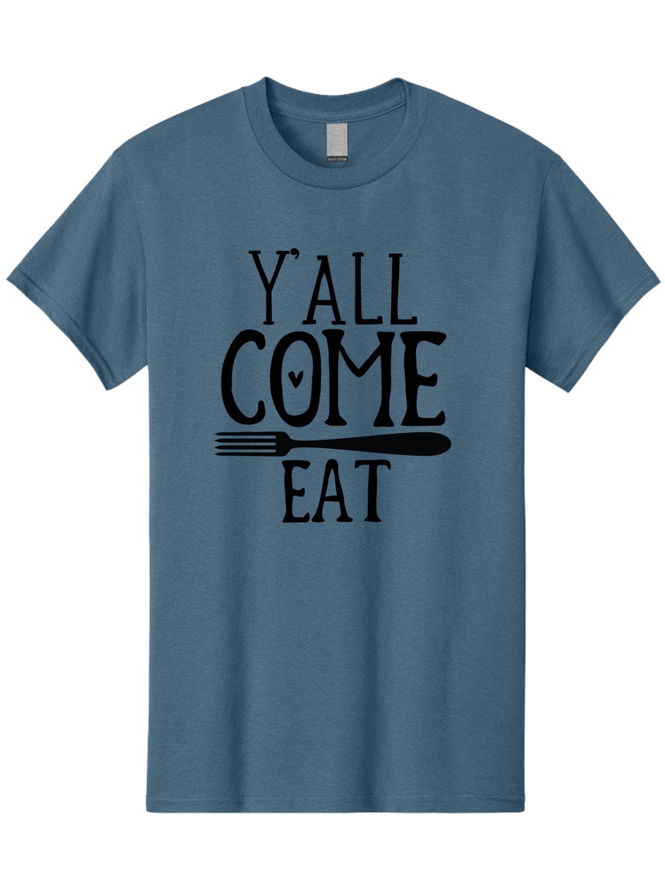 Y-All-Come-Eat Men'S Graphic Tee, 100% Cotton, Comfortable Casual Summer Wear, Machine Washable, Food Invitation, Southern Hospitality, Fork Graphic, Come Eat Sign, Restaurant Signage, Dinner Party Invitation, Casual Dining Aab597 7