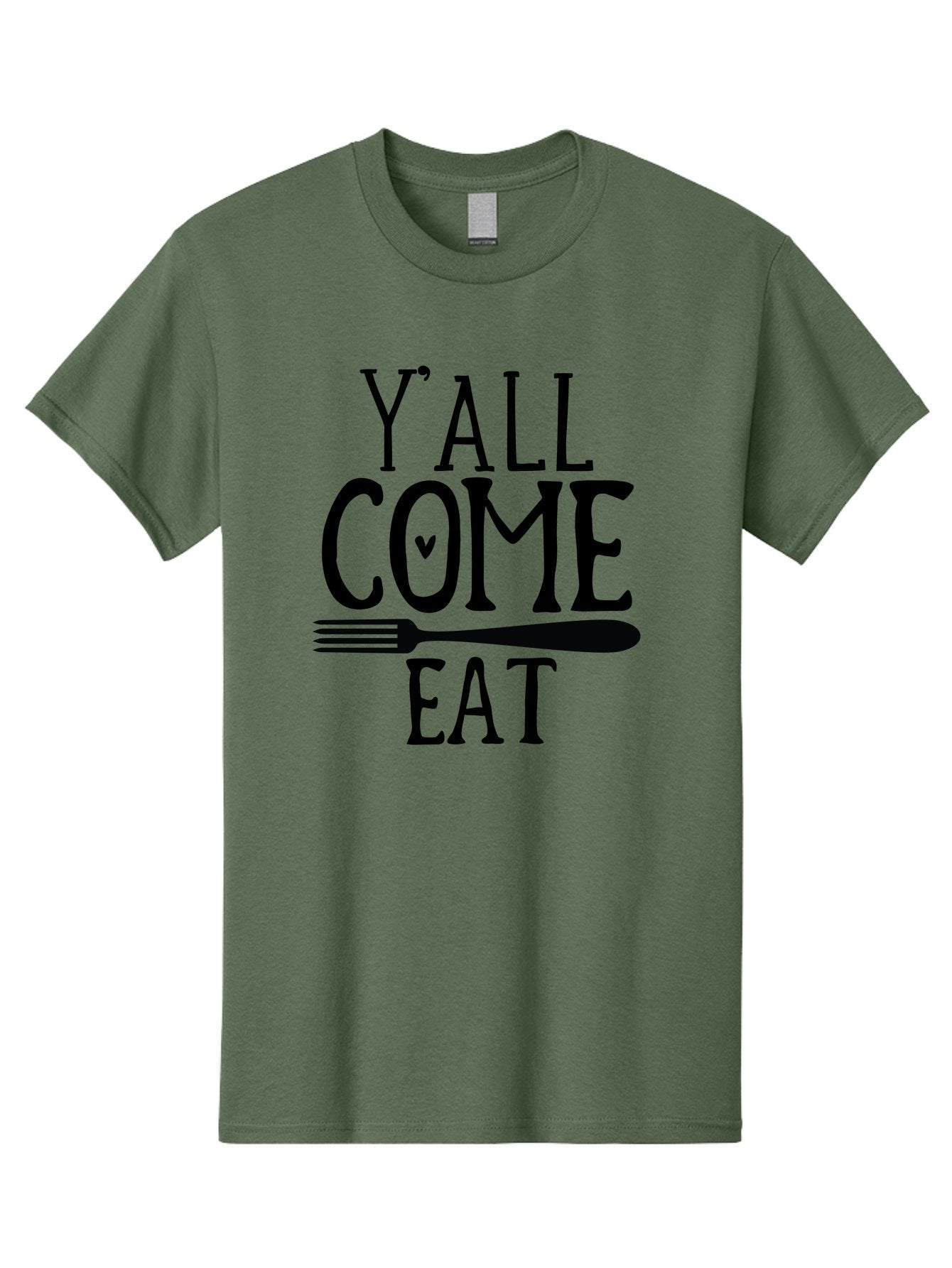 Y-All-Come-Eat Men'S Graphic Tee, 100% Cotton, Comfortable Casual Summer Wear, Machine Washable, Food Invitation, Southern Hospitality, Fork Graphic, Come Eat Sign, Restaurant Signage, Dinner Party Invitation, Casual Dining Aab597 10