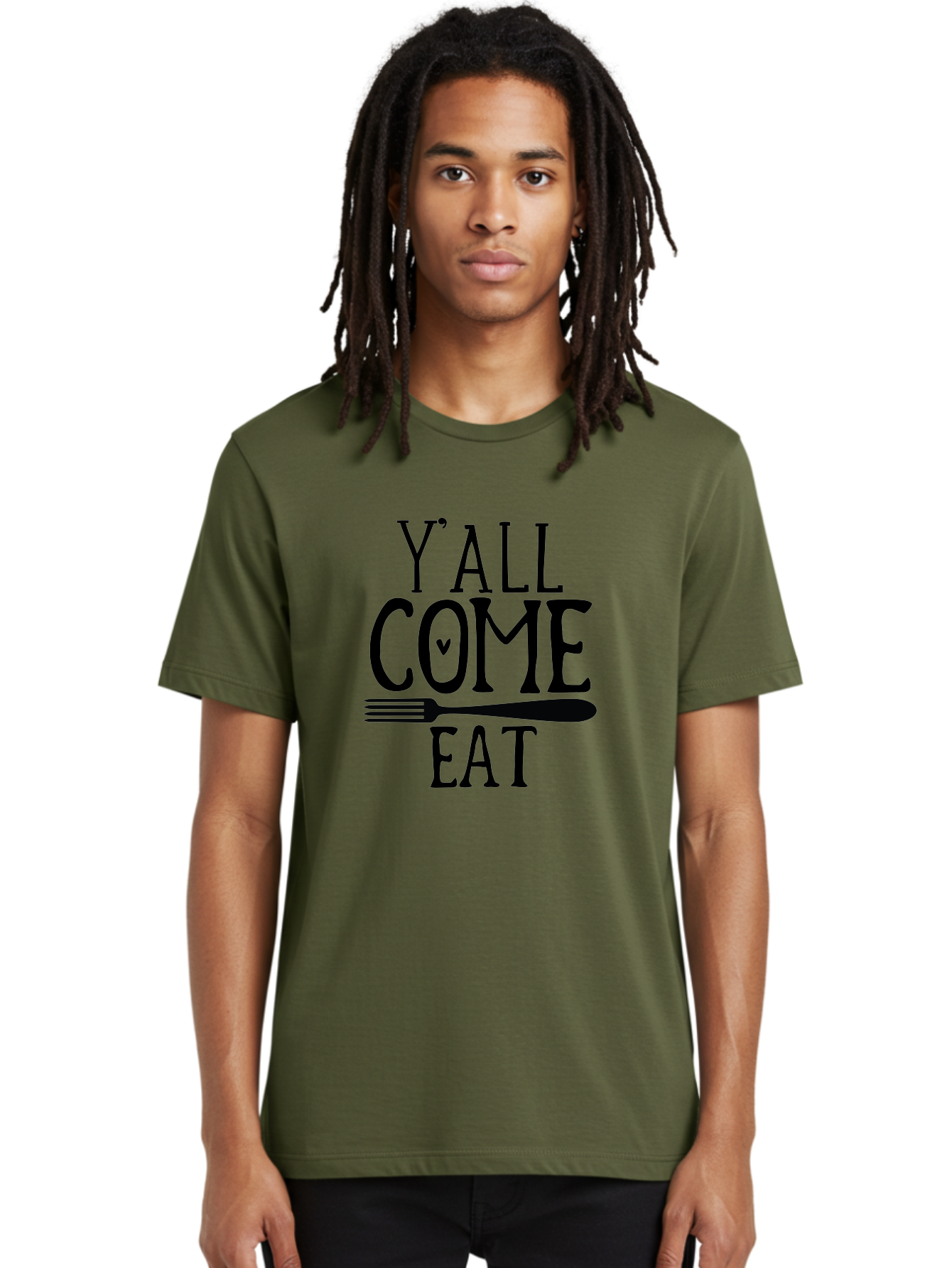 Y-All-Come-Eat Men'S Graphic Tee, 100% Cotton, Comfortable Casual Summer Wear, Machine Washable, Food Invitation, Southern Hospitality, Fork Graphic, Come Eat Sign, Restaurant Signage, Dinner Party Invitation, Casual Dining Aab597 28