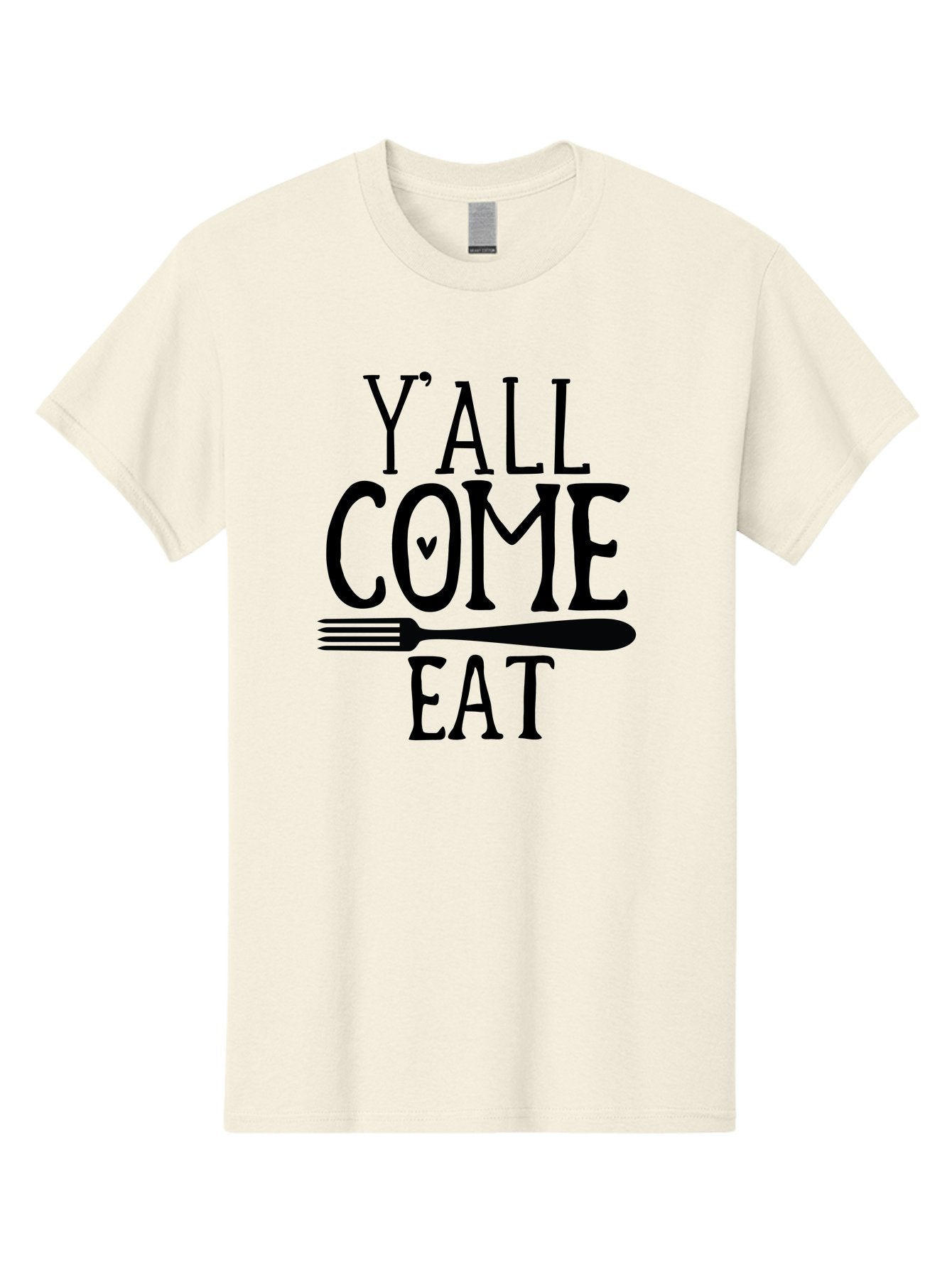 Y-All-Come-Eat Men'S Graphic Tee, 100% Cotton, Comfortable Casual Summer Wear, Machine Washable, Food Invitation, Southern Hospitality, Fork Graphic, Come Eat Sign, Restaurant Signage, Dinner Party Invitation, Casual Dining Aab597 9