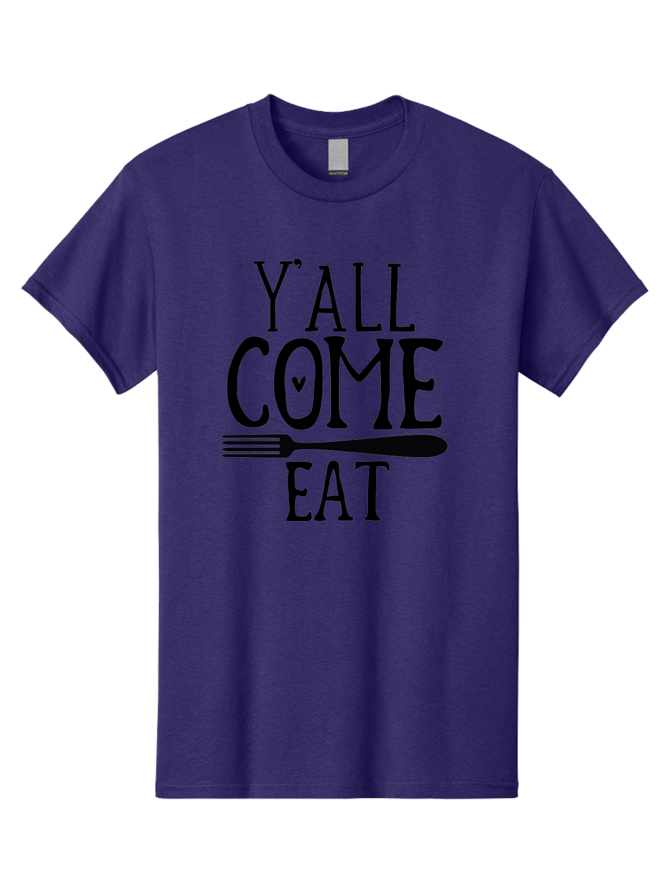 Y-All-Come-Eat Men'S Graphic Tee, 100% Cotton, Comfortable Casual Summer Wear, Machine Washable, Food Invitation, Southern Hospitality, Fork Graphic, Come Eat Sign, Restaurant Signage, Dinner Party Invitation, Casual Dining Aab597 21
