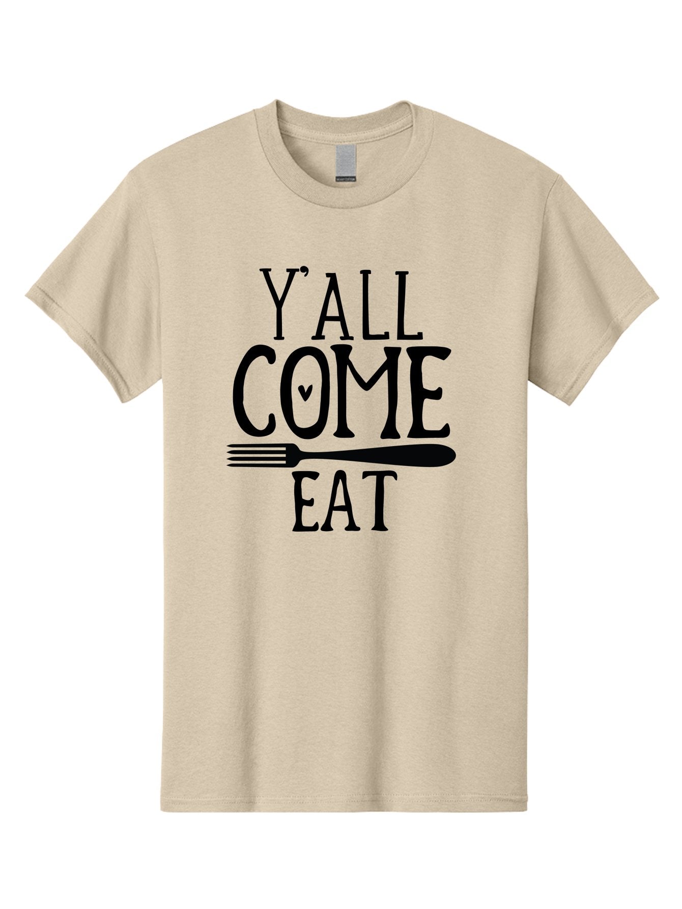 Y-All-Come-Eat Men'S Graphic Tee, 100% Cotton, Comfortable Casual Summer Wear, Machine Washable, Food Invitation, Southern Hospitality, Fork Graphic, Come Eat Sign, Restaurant Signage, Dinner Party Invitation, Casual Dining Aab597 5