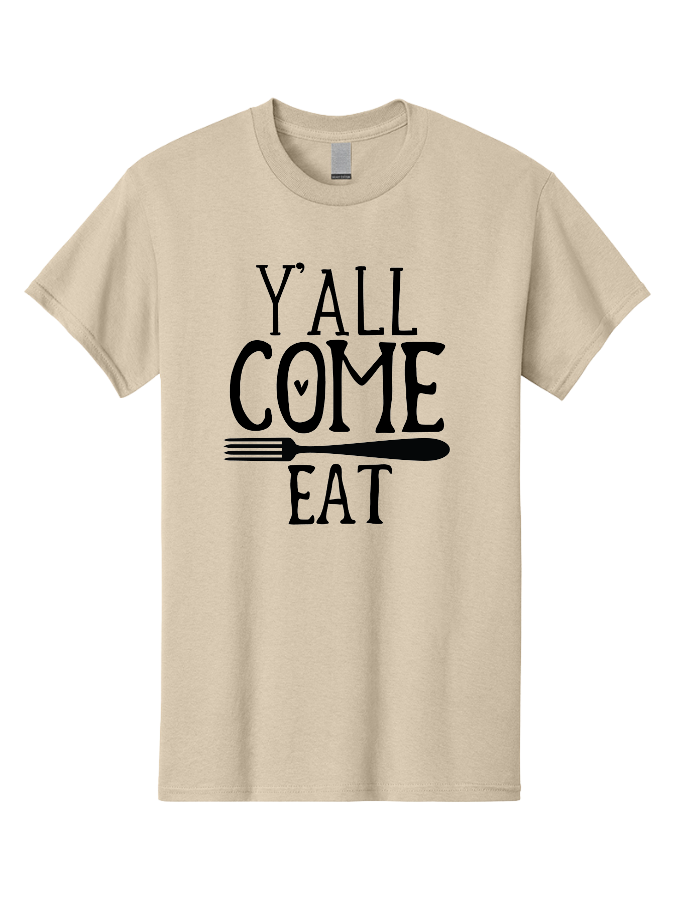 Y-All-Come-Eat Men'S Graphic Tee, 100% Cotton, Comfortable Casual Summer Wear, Machine Washable, Food Invitation, Southern Hospitality, Fork Graphic, Come Eat Sign, Restaurant Signage, Dinner Party Invitation, Casual Dining Aab597 15