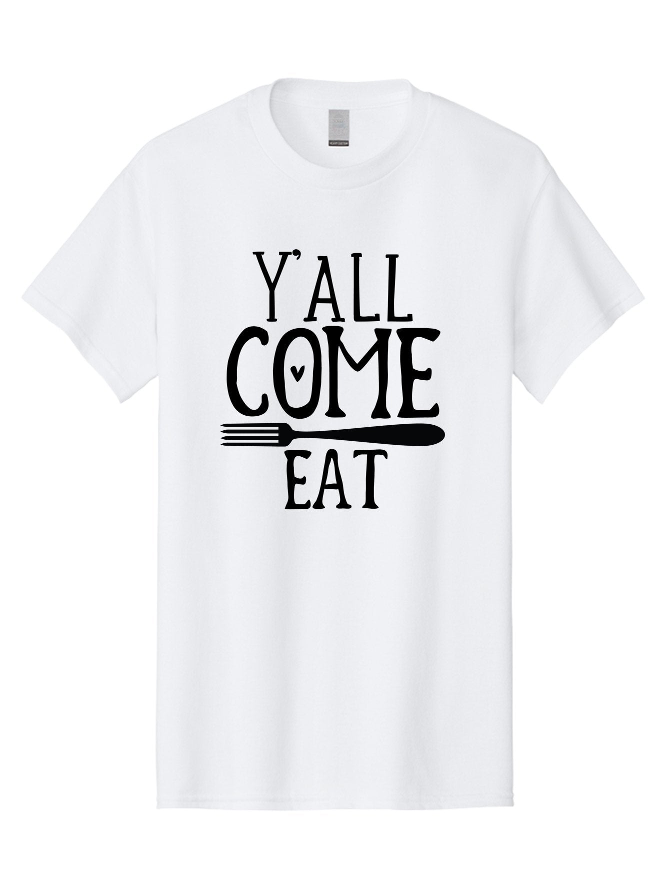 Y-All-Come-Eat Men'S Graphic Tee, 100% Cotton, Comfortable Casual Summer Wear, Machine Washable, Food Invitation, Southern Hospitality, Fork Graphic, Come Eat Sign, Restaurant Signage, Dinner Party Invitation, Casual Dining Aab597 4