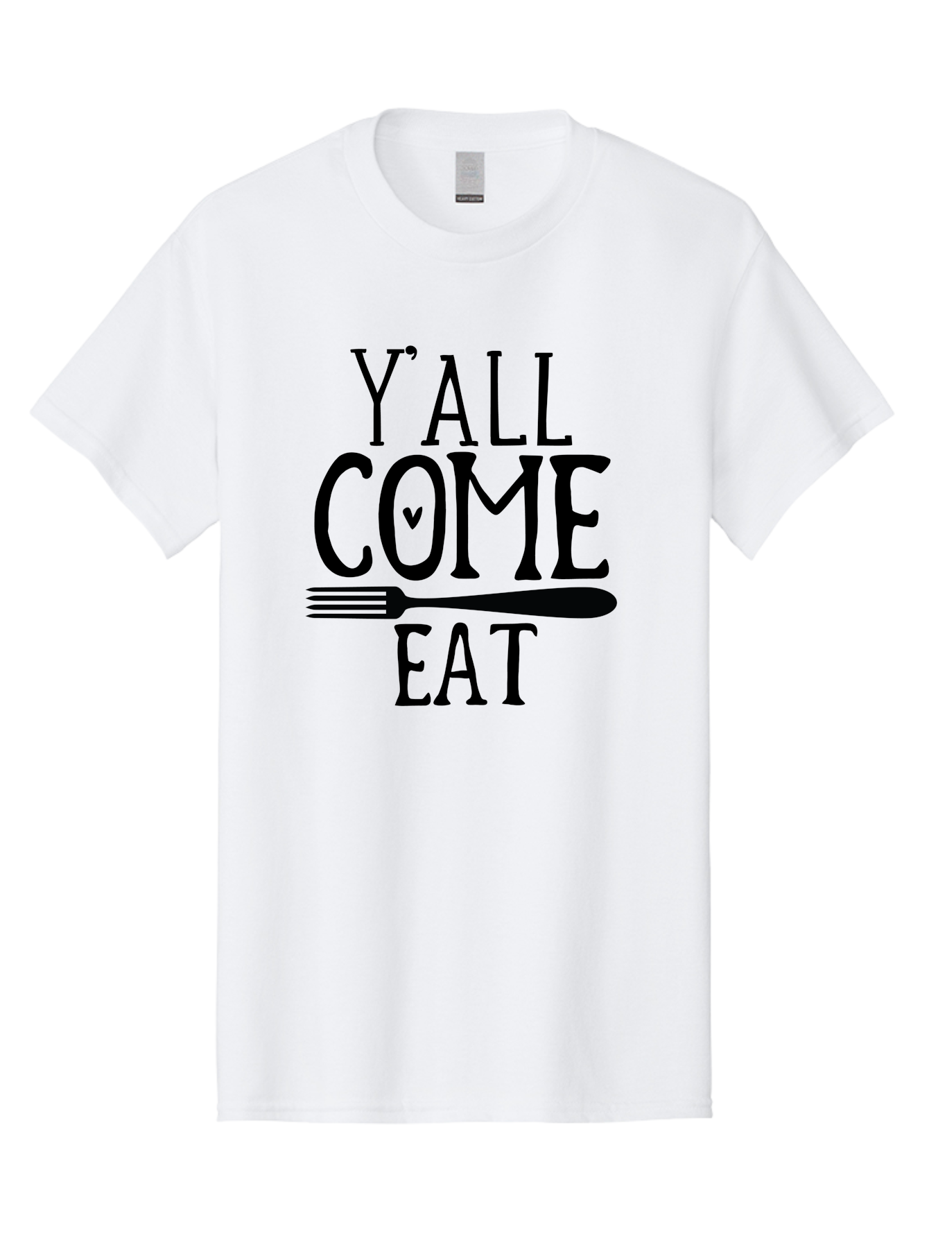 Y-All-Come-Eat Men'S Graphic Tee, 100% Cotton, Comfortable Casual Summer Wear, Machine Washable, Food Invitation, Southern Hospitality, Fork Graphic, Come Eat Sign, Restaurant Signage, Dinner Party Invitation, Casual Dining Aab597 23