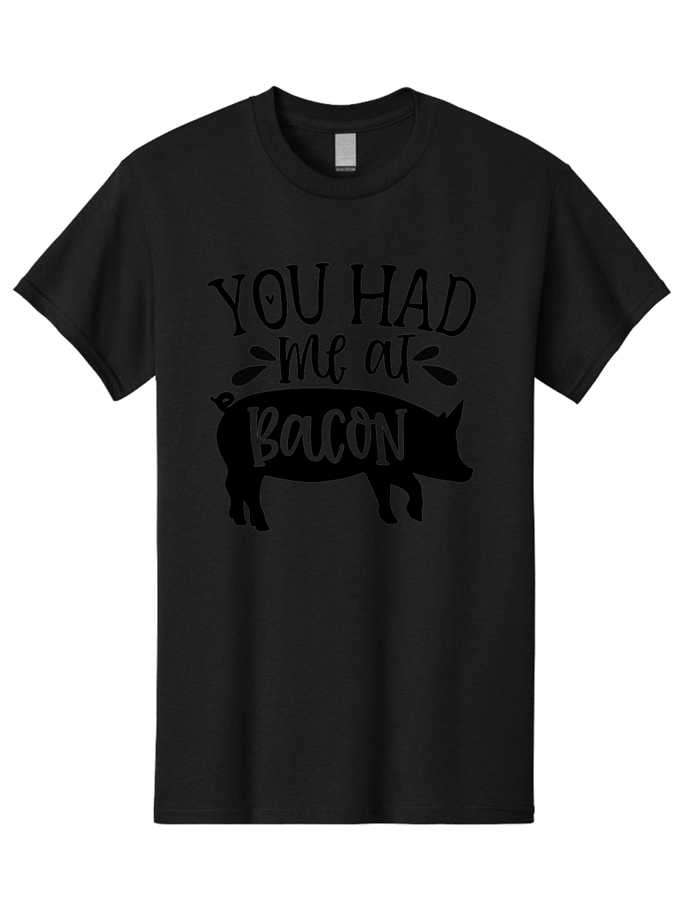 You-Had-Me-At-Bacon Men'S Graphic Tee, 100% Cotton, Comfortable Casual Summer Wear, Machine Washable, Funny Pig Quote, Bacon Lover Gift, Pig Silhouette, Cute Pig Design, Humorous Kitchen Decor, Love At Bacon Quote, Foodie Humor, Bacon Pun Aab599 25