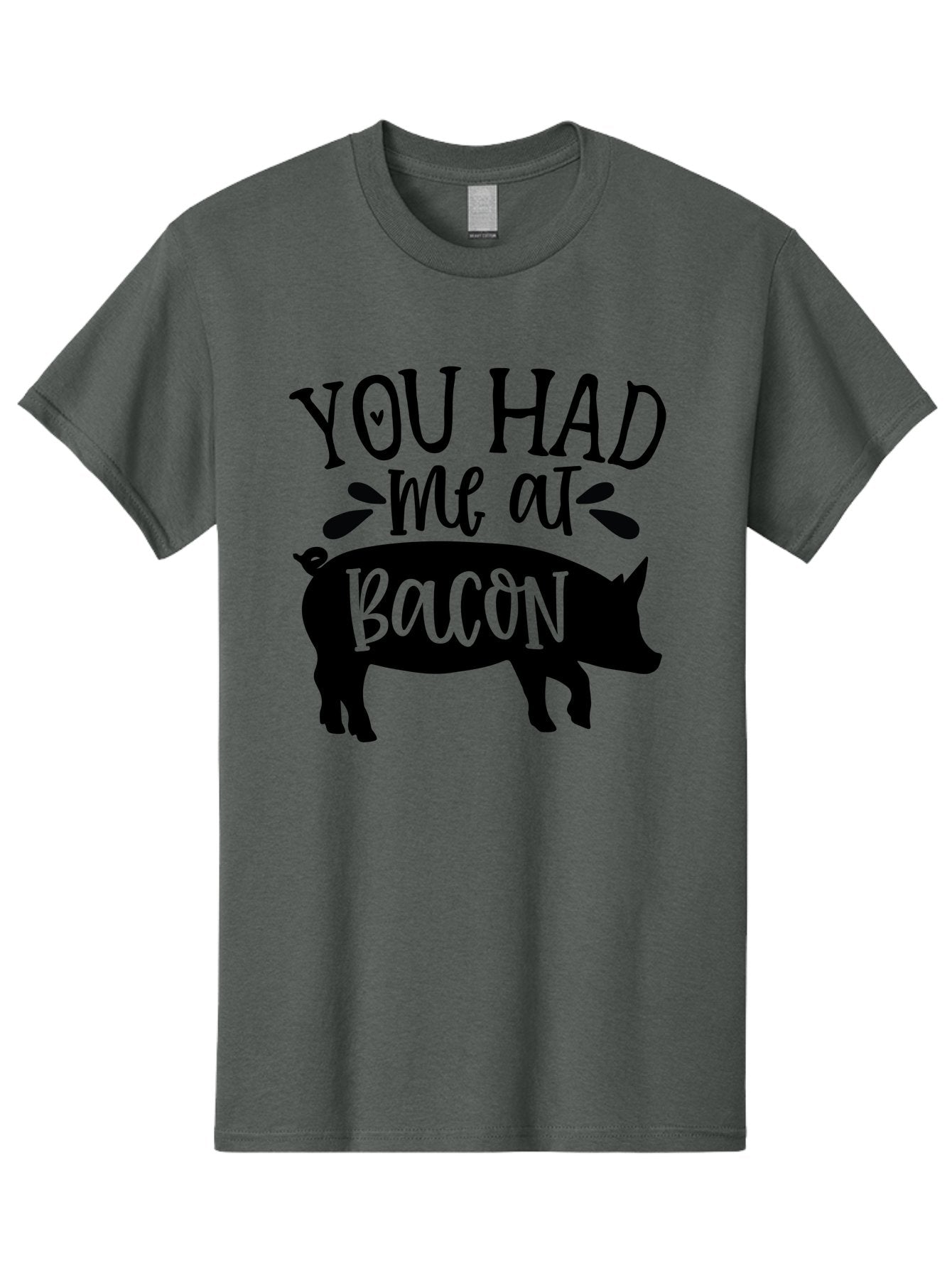 You-Had-Me-At-Bacon Men'S Graphic Tee, 100% Cotton, Comfortable Casual Summer Wear, Machine Washable, Funny Pig Quote, Bacon Lover Gift, Pig Silhouette, Cute Pig Design, Humorous Kitchen Decor, Love At Bacon Quote, Foodie Humor, Bacon Pun Aab599 6