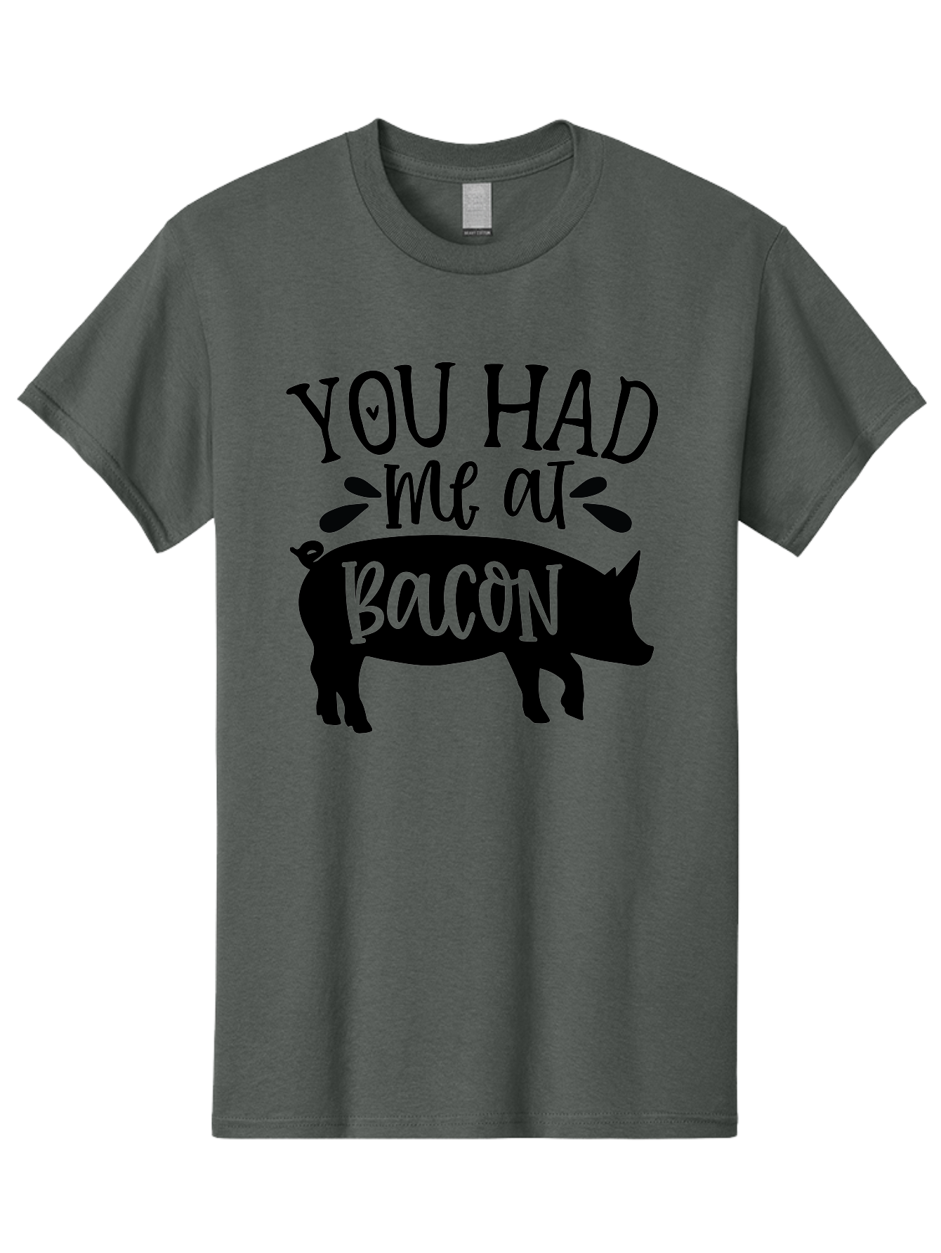 You-Had-Me-At-Bacon Men'S Graphic Tee, 100% Cotton, Comfortable Casual Summer Wear, Machine Washable, Funny Pig Quote, Bacon Lover Gift, Pig Silhouette, Cute Pig Design, Humorous Kitchen Decor, Love At Bacon Quote, Foodie Humor, Bacon Pun Aab599 13
