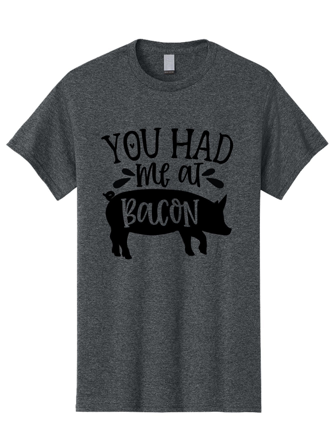 You-Had-Me-At-Bacon Men'S Graphic Tee, 100% Cotton, Comfortable Casual Summer Wear, Machine Washable, Funny Pig Quote, Bacon Lover Gift, Pig Silhouette, Cute Pig Design, Humorous Kitchen Decor, Love At Bacon Quote, Foodie Humor, Bacon Pun Aab599