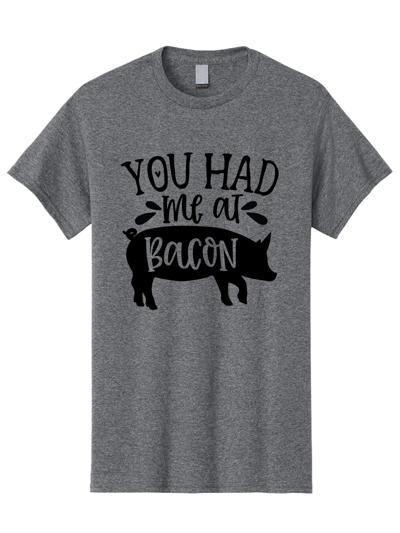 You-Had-Me-At-Bacon Men'S Graphic Tee, 100% Cotton, Comfortable Casual Summer Wear, Machine Washable, Funny Pig Quote, Bacon Lover Gift, Pig Silhouette, Cute Pig Design, Humorous Kitchen Decor, Love At Bacon Quote, Foodie Humor, Bacon Pun Aab599 13