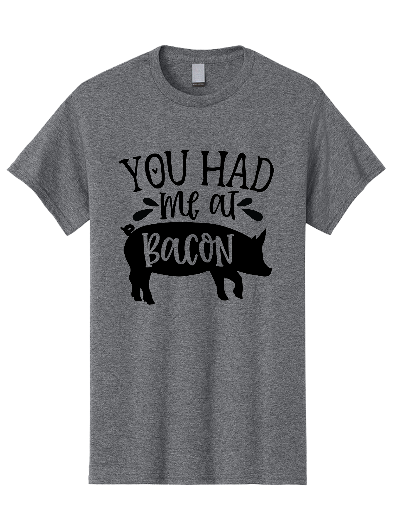 You-Had-Me-At-Bacon Men'S Graphic Tee, 100% Cotton, Comfortable Casual Summer Wear, Machine Washable, Funny Pig Quote, Bacon Lover Gift, Pig Silhouette, Cute Pig Design, Humorous Kitchen Decor, Love At Bacon Quote, Foodie Humor, Bacon Pun Aab599 29