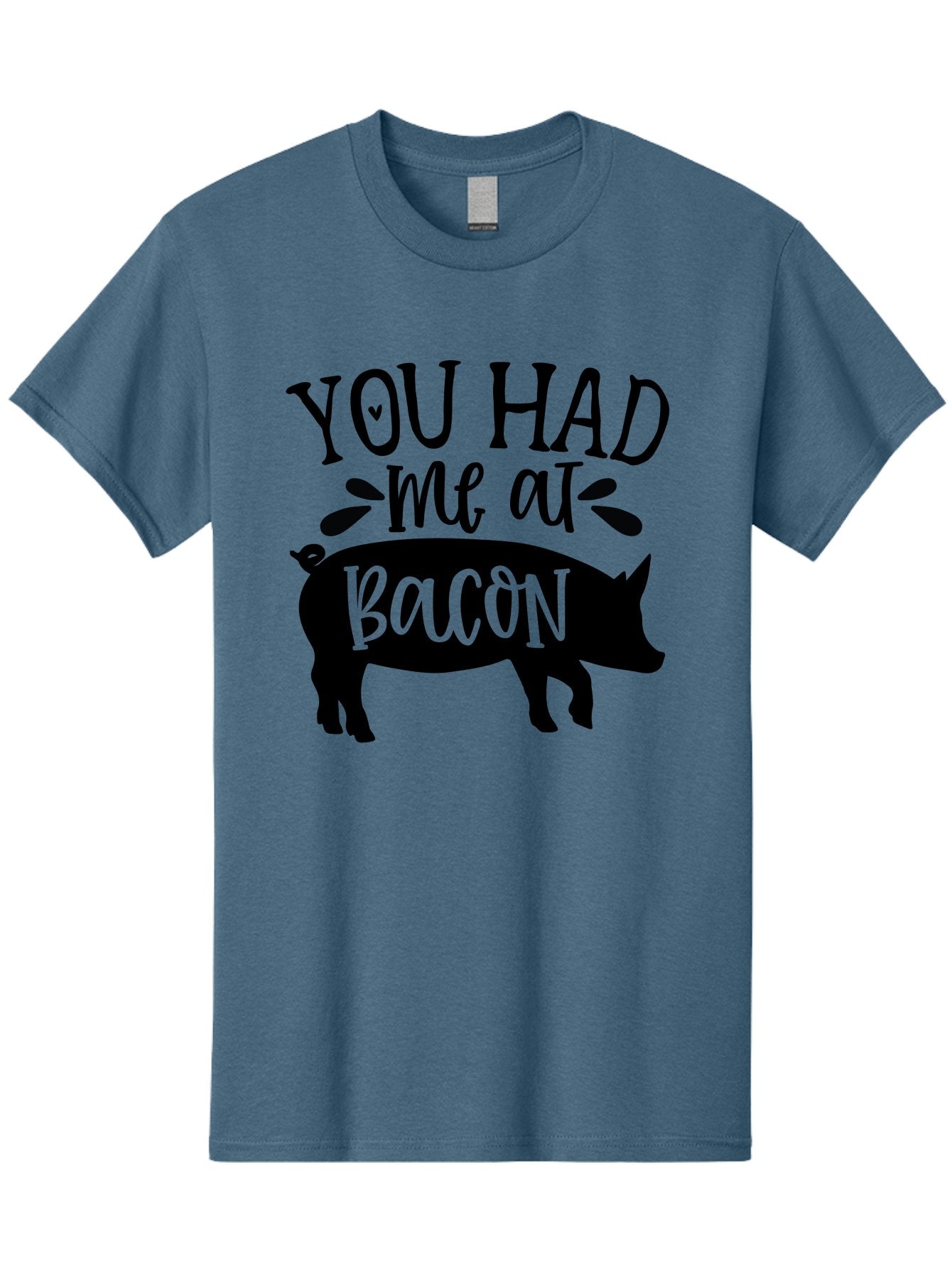 You-Had-Me-At-Bacon Men'S Graphic Tee, 100% Cotton, Comfortable Casual Summer Wear, Machine Washable, Funny Pig Quote, Bacon Lover Gift, Pig Silhouette, Cute Pig Design, Humorous Kitchen Decor, Love At Bacon Quote, Foodie Humor, Bacon Pun Aab599 9