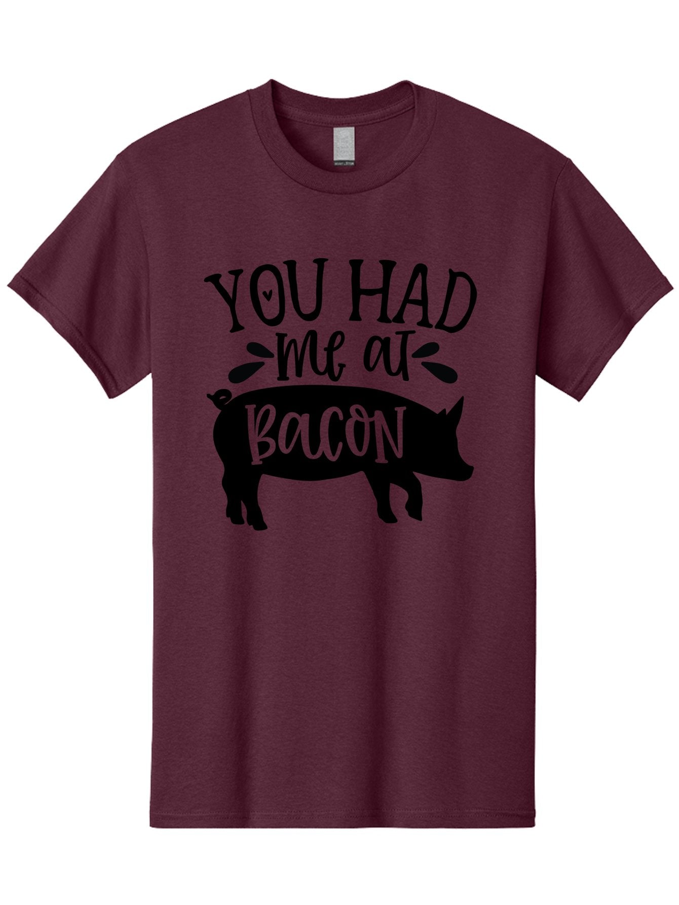 You-Had-Me-At-Bacon Men'S Graphic Tee, 100% Cotton, Comfortable Casual Summer Wear, Machine Washable, Funny Pig Quote, Bacon Lover Gift, Pig Silhouette, Cute Pig Design, Humorous Kitchen Decor, Love At Bacon Quote, Foodie Humor, Bacon Pun Aab599 3
