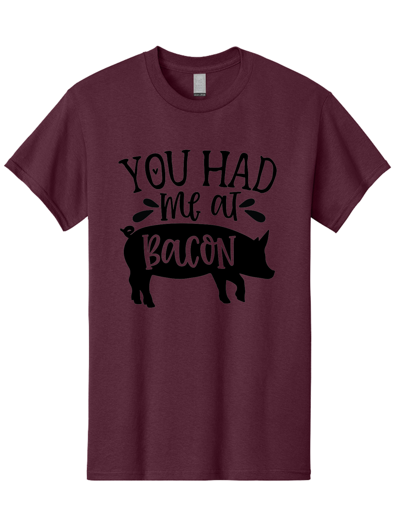 You-Had-Me-At-Bacon Men'S Graphic Tee, 100% Cotton, Comfortable Casual Summer Wear, Machine Washable, Funny Pig Quote, Bacon Lover Gift, Pig Silhouette, Cute Pig Design, Humorous Kitchen Decor, Love At Bacon Quote, Foodie Humor, Bacon Pun Aab599 17