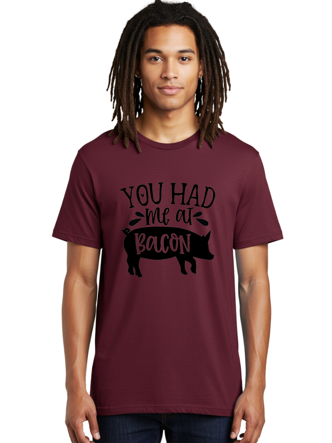 You-Had-Me-At-Bacon Men'S Graphic Tee, 100% Cotton, Comfortable Casual Summer Wear, Machine Washable, Funny Pig Quote, Bacon Lover Gift, Pig Silhouette, Cute Pig Design, Humorous Kitchen Decor, Love At Bacon Quote, Foodie Humor, Bacon Pun Aab599 18