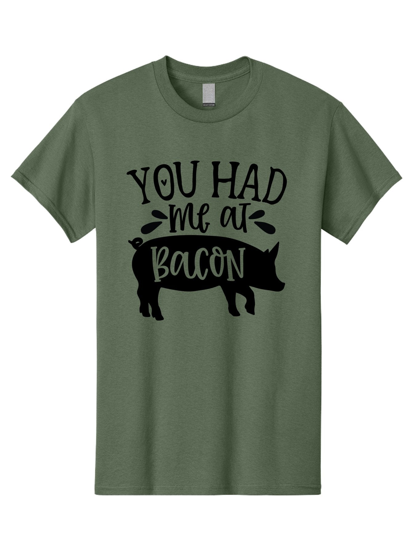 You-Had-Me-At-Bacon Men'S Graphic Tee, 100% Cotton, Comfortable Casual Summer Wear, Machine Washable, Funny Pig Quote, Bacon Lover Gift, Pig Silhouette, Cute Pig Design, Humorous Kitchen Decor, Love At Bacon Quote, Foodie Humor, Bacon Pun Aab599 10