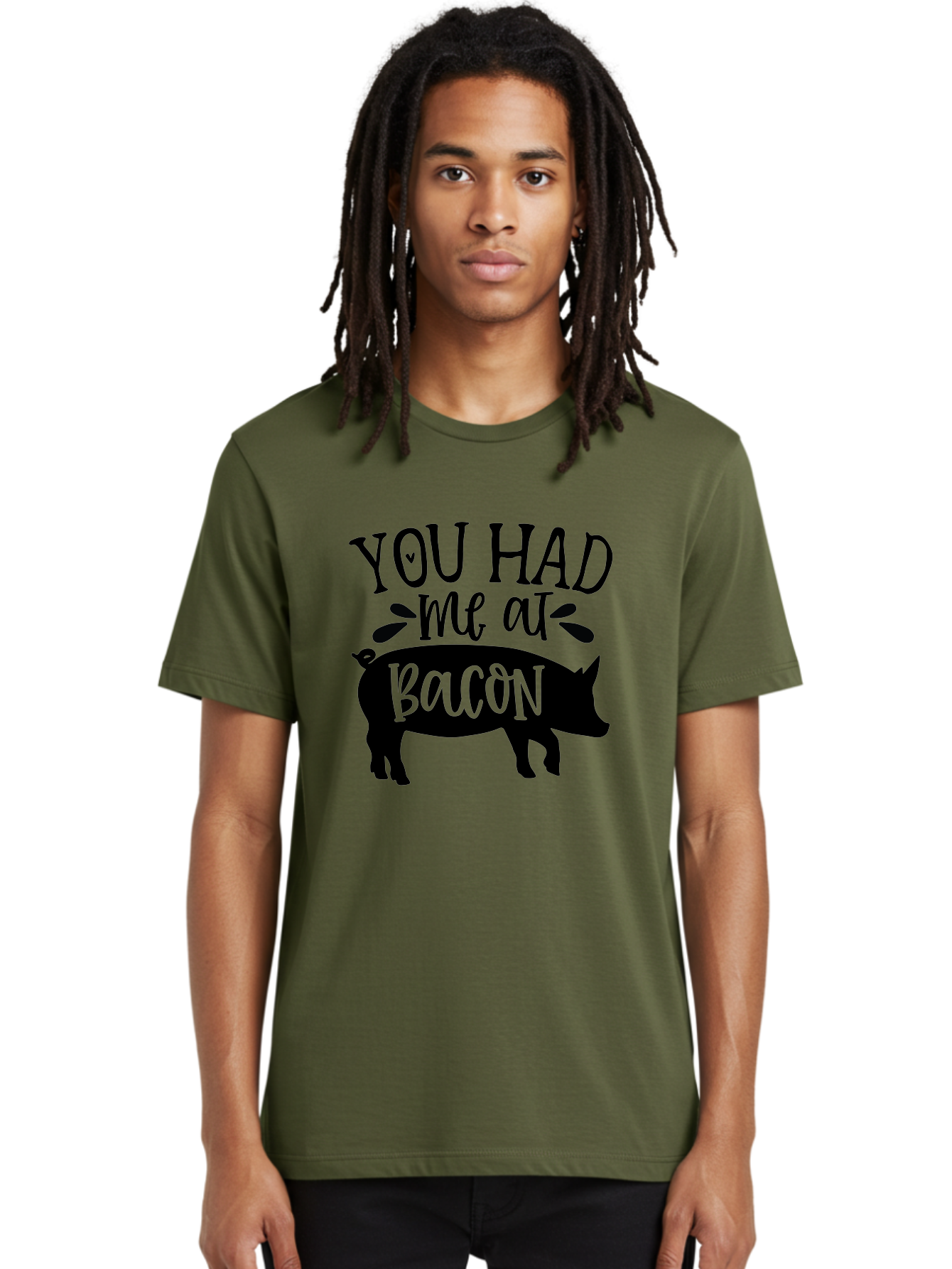 You-Had-Me-At-Bacon Men'S Graphic Tee, 100% Cotton, Comfortable Casual Summer Wear, Machine Washable, Funny Pig Quote, Bacon Lover Gift, Pig Silhouette, Cute Pig Design, Humorous Kitchen Decor, Love At Bacon Quote, Foodie Humor, Bacon Pun Aab599 28