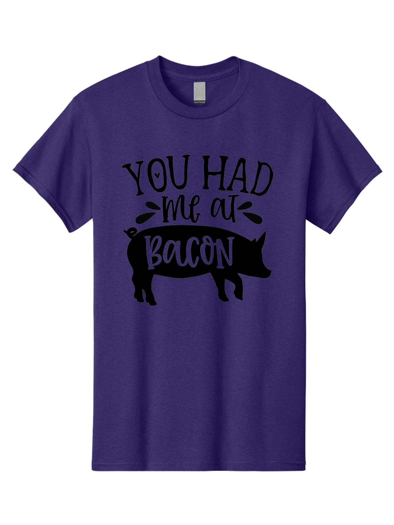 You-Had-Me-At-Bacon Men'S Graphic Tee, 100% Cotton, Comfortable Casual Summer Wear, Machine Washable, Funny Pig Quote, Bacon Lover Gift, Pig Silhouette, Cute Pig Design, Humorous Kitchen Decor, Love At Bacon Quote, Foodie Humor, Bacon Pun Aab599 15