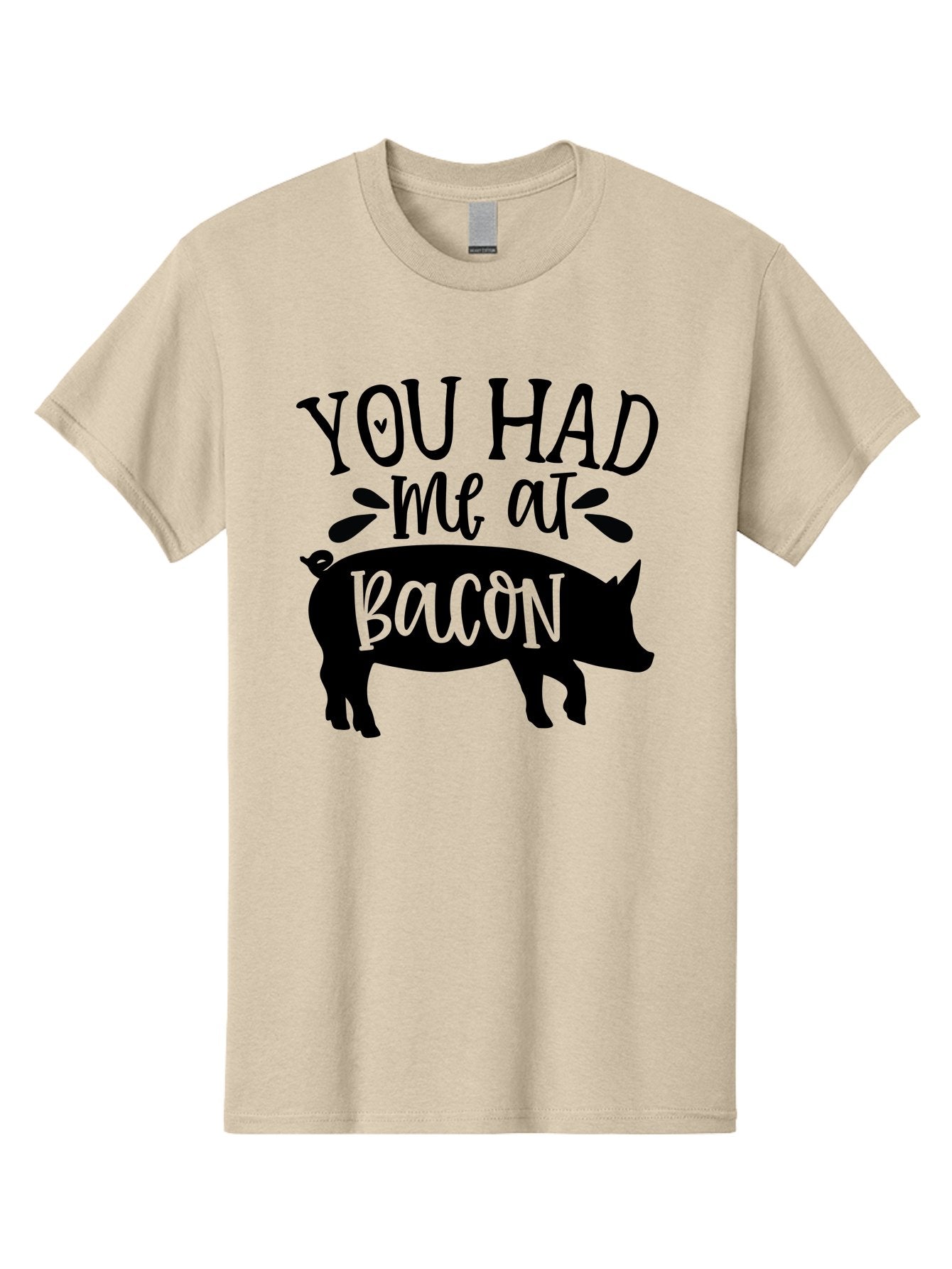 You-Had-Me-At-Bacon Men'S Graphic Tee, 100% Cotton, Comfortable Casual Summer Wear, Machine Washable, Funny Pig Quote, Bacon Lover Gift, Pig Silhouette, Cute Pig Design, Humorous Kitchen Decor, Love At Bacon Quote, Foodie Humor, Bacon Pun Aab599 8