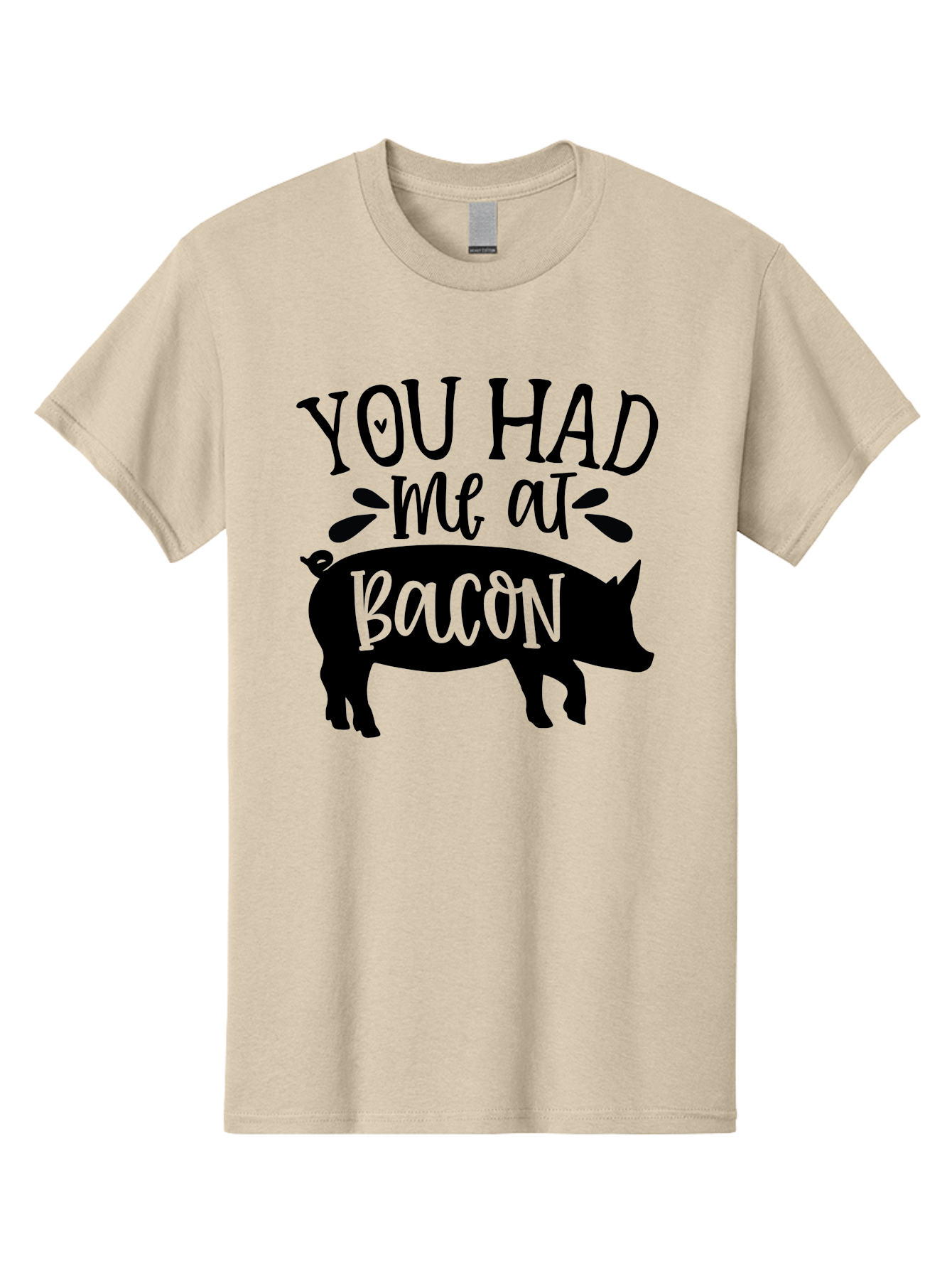 You-Had-Me-At-Bacon Men'S Graphic Tee, 100% Cotton, Comfortable Casual Summer Wear, Machine Washable, Funny Pig Quote, Bacon Lover Gift, Pig Silhouette, Cute Pig Design, Humorous Kitchen Decor, Love At Bacon Quote, Foodie Humor, Bacon Pun Aab599 11