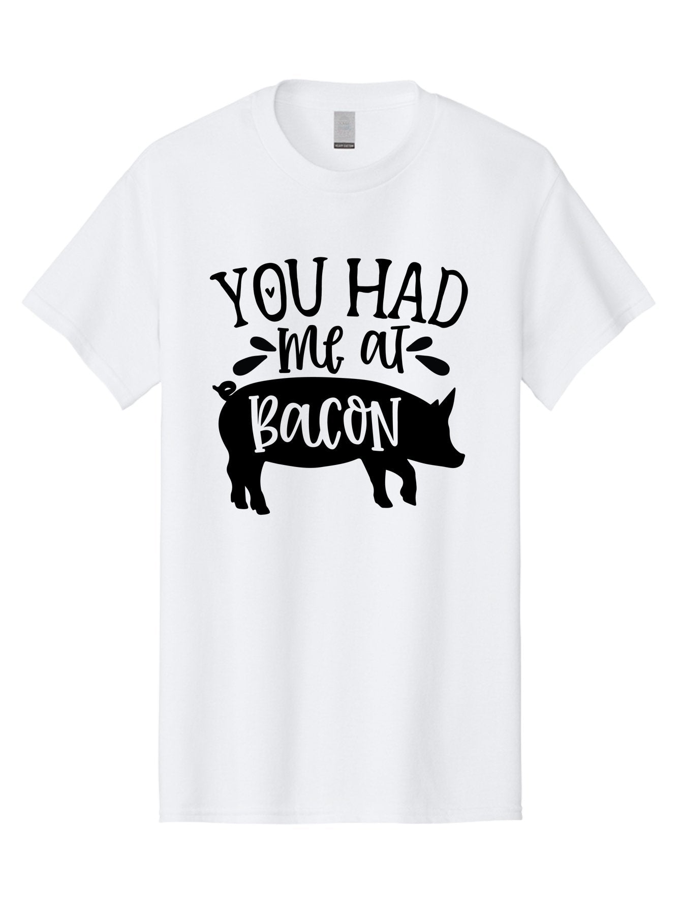 You-Had-Me-At-Bacon Men'S Graphic Tee, 100% Cotton, Comfortable Casual Summer Wear, Machine Washable, Funny Pig Quote, Bacon Lover Gift, Pig Silhouette, Cute Pig Design, Humorous Kitchen Decor, Love At Bacon Quote, Foodie Humor, Bacon Pun Aab599 4