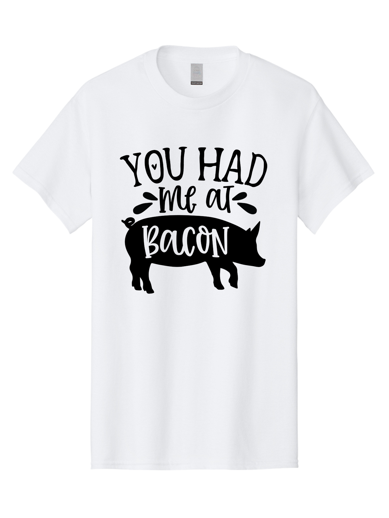 You-Had-Me-At-Bacon Men'S Graphic Tee, 100% Cotton, Comfortable Casual Summer Wear, Machine Washable, Funny Pig Quote, Bacon Lover Gift, Pig Silhouette, Cute Pig Design, Humorous Kitchen Decor, Love At Bacon Quote, Foodie Humor, Bacon Pun Aab599 23