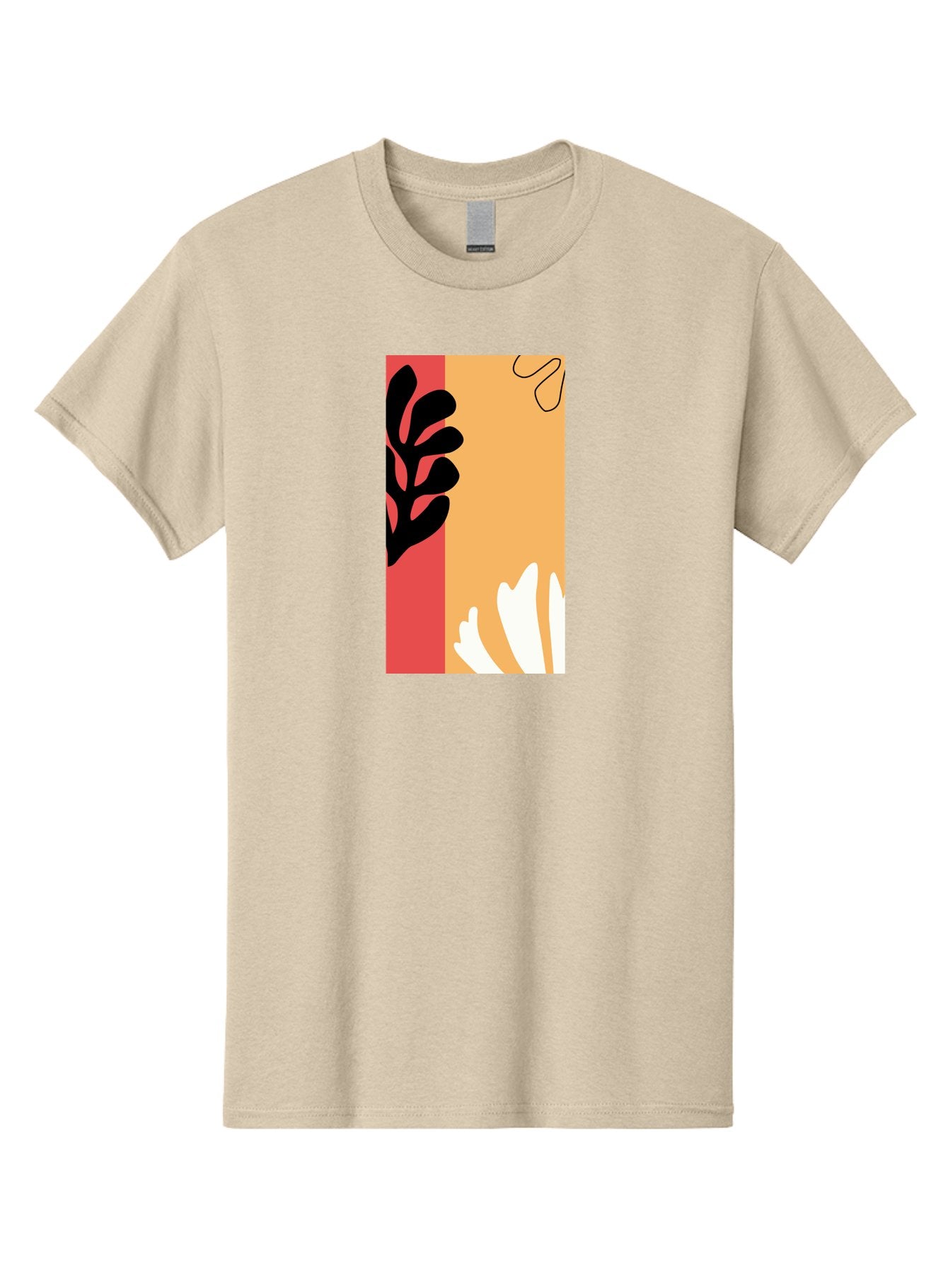 Abstract-Flowers Men'S Graphic Tee, 100% Cotton, Comfortable Casual Summer Wear, Machine Washable, Abstract Leaves, Graphic Design, Modern Art, Bold Colors, Minimalist Style, Floral Motif, Creative Expression, Digital Illustration Aab602 15