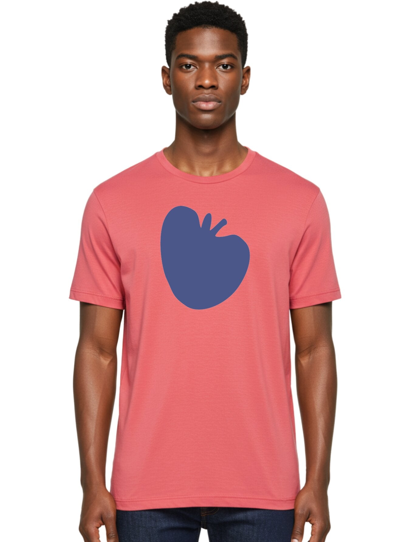 Blue-Apple-1 Men'S Graphic Tee, 100% Cotton, Comfortable Casual Summer Wear, Machine Washable, Purple Apple, Simple Design, Minimalist Logo, Fruit Symbol, Clean Graphics, Modern Illustration Aab603 28