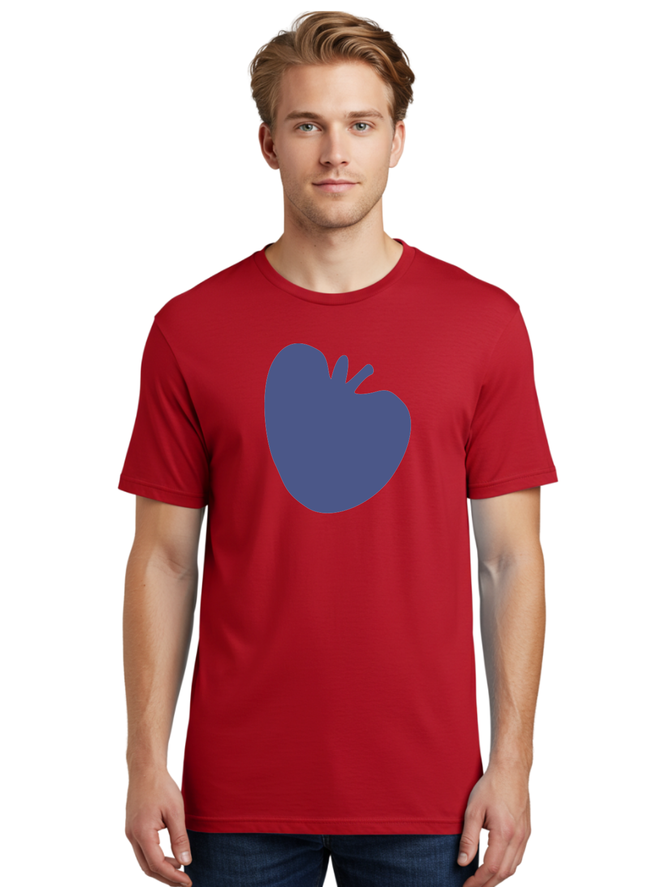 Blue-Apple-1 Men'S Graphic Tee, 100% Cotton, Comfortable Casual Summer Wear, Machine Washable, Purple Apple, Simple Design, Minimalist Logo, Fruit Symbol, Clean Graphics, Modern Illustration Aab603 26