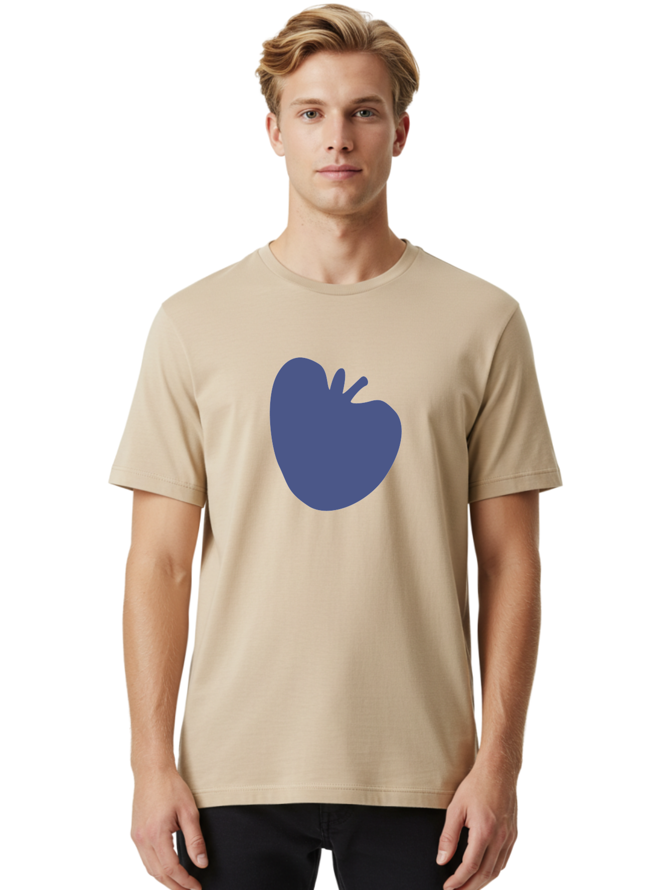 Blue-Apple-1 Men'S Graphic Tee, 100% Cotton, Comfortable Casual Summer Wear, Machine Washable, Purple Apple, Simple Design, Minimalist Logo, Fruit Symbol, Clean Graphics, Modern Illustration Aab603 8