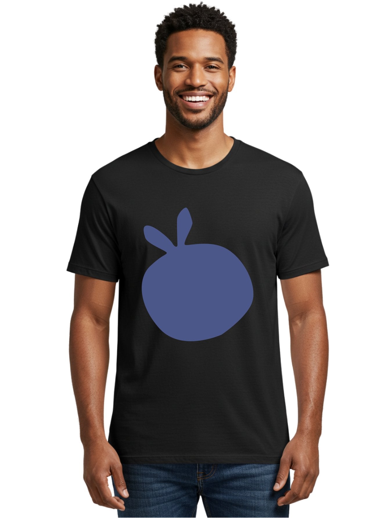 Blue-Apple Men'S Graphic Tee, 100% Cotton, Comfortable Casual Summer Wear, Machine Washable, Blue Apple, Simple Design, Minimalist Art, Blue Fruit, Digital Illustration, Apple Silhouette, Graphic Icon Aab604 27
