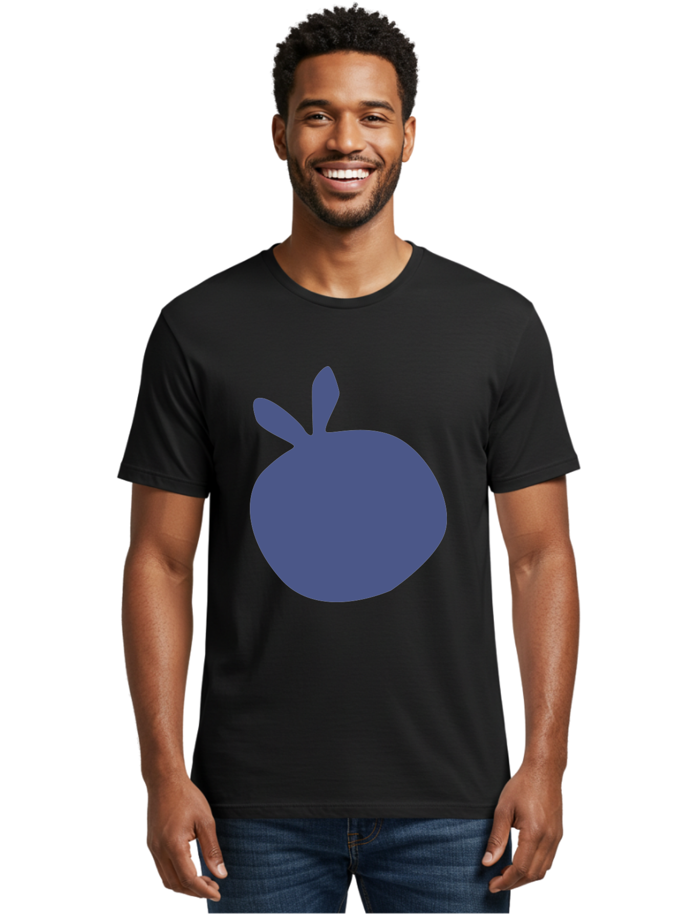 Blue-Apple Men'S Graphic Tee, 100% Cotton, Comfortable Casual Summer Wear, Machine Washable, Blue Apple, Simple Design, Minimalist Art, Blue Fruit, Digital Illustration, Apple Silhouette, Graphic Icon Aab604 8