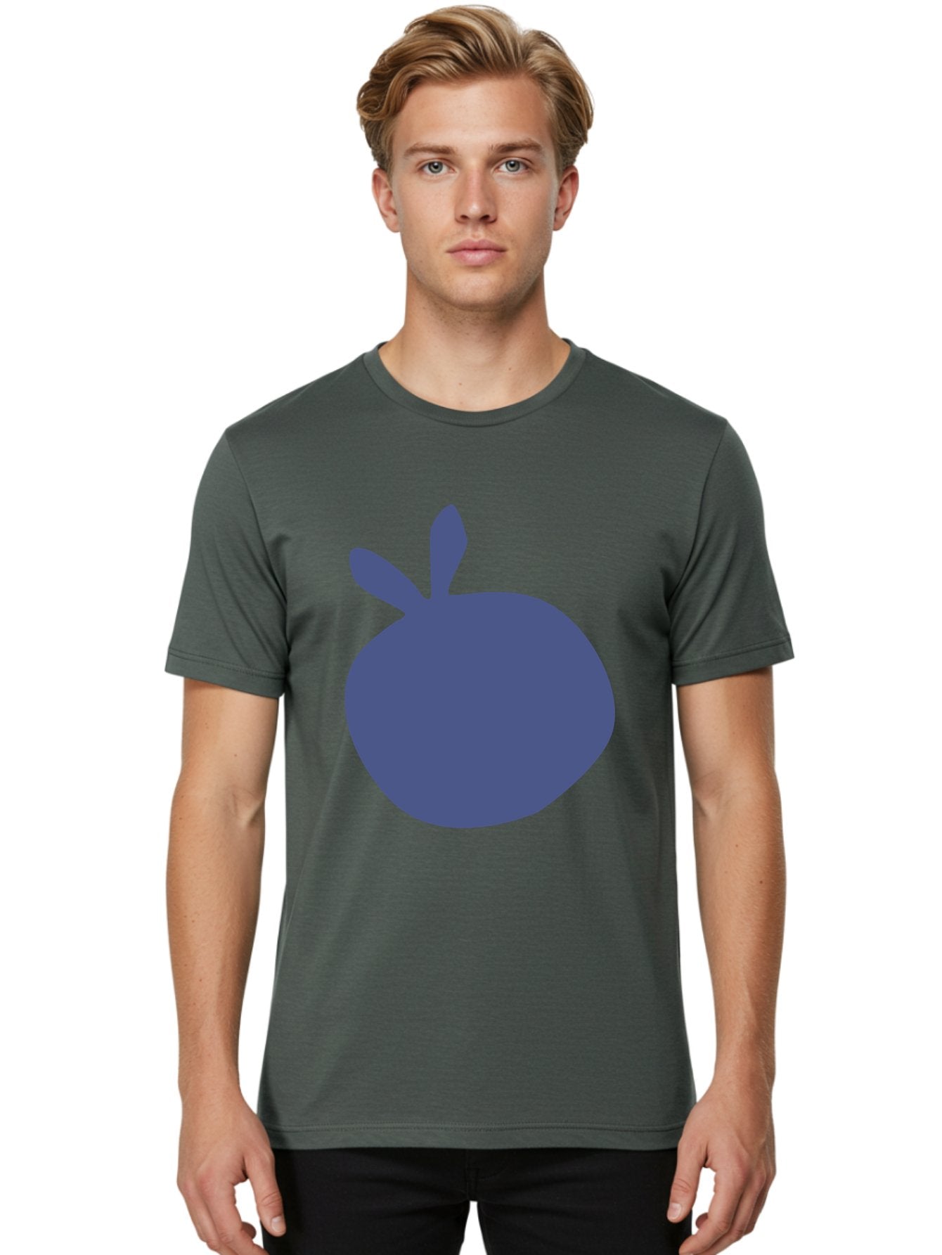 Blue-Apple Men'S Graphic Tee, 100% Cotton, Comfortable Casual Summer Wear, Machine Washable, Blue Apple, Simple Design, Minimalist Art, Blue Fruit, Digital Illustration, Apple Silhouette, Graphic Icon Aab604 28