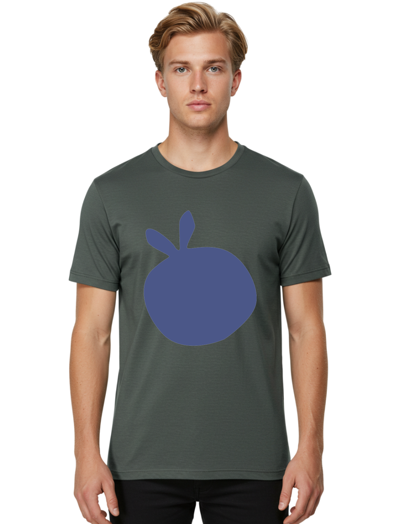 Blue-Apple Men'S Graphic Tee, 100% Cotton, Comfortable Casual Summer Wear, Machine Washable, Blue Apple, Simple Design, Minimalist Art, Blue Fruit, Digital Illustration, Apple Silhouette, Graphic Icon Aab604 6