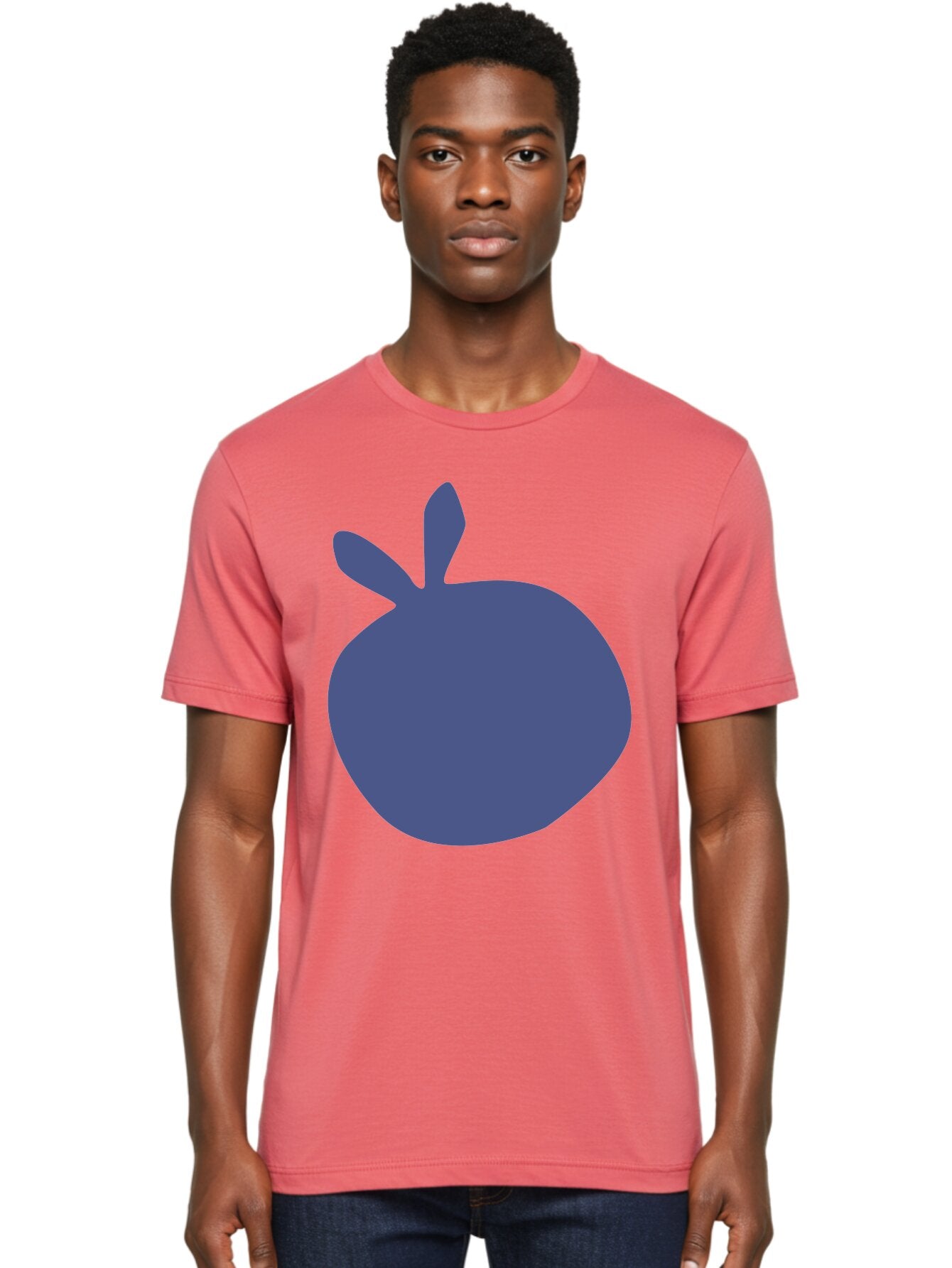 Blue-Apple Men'S Graphic Tee, 100% Cotton, Comfortable Casual Summer Wear, Machine Washable, Blue Apple, Simple Design, Minimalist Art, Blue Fruit, Digital Illustration, Apple Silhouette, Graphic Icon Aab604 17