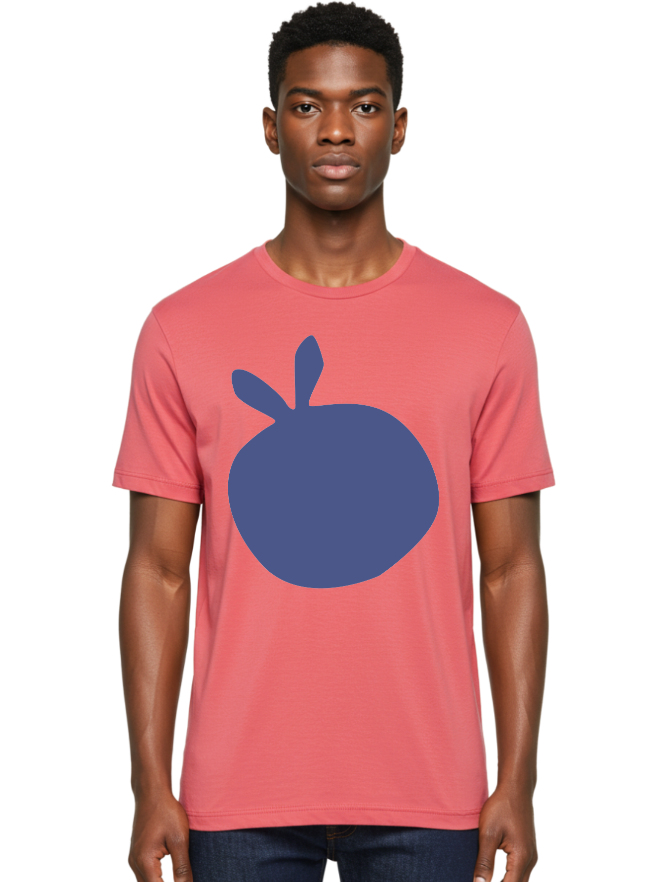 Blue-Apple Men'S Graphic Tee, 100% Cotton, Comfortable Casual Summer Wear, Machine Washable, Blue Apple, Simple Design, Minimalist Art, Blue Fruit, Digital Illustration, Apple Silhouette, Graphic Icon Aab604 28