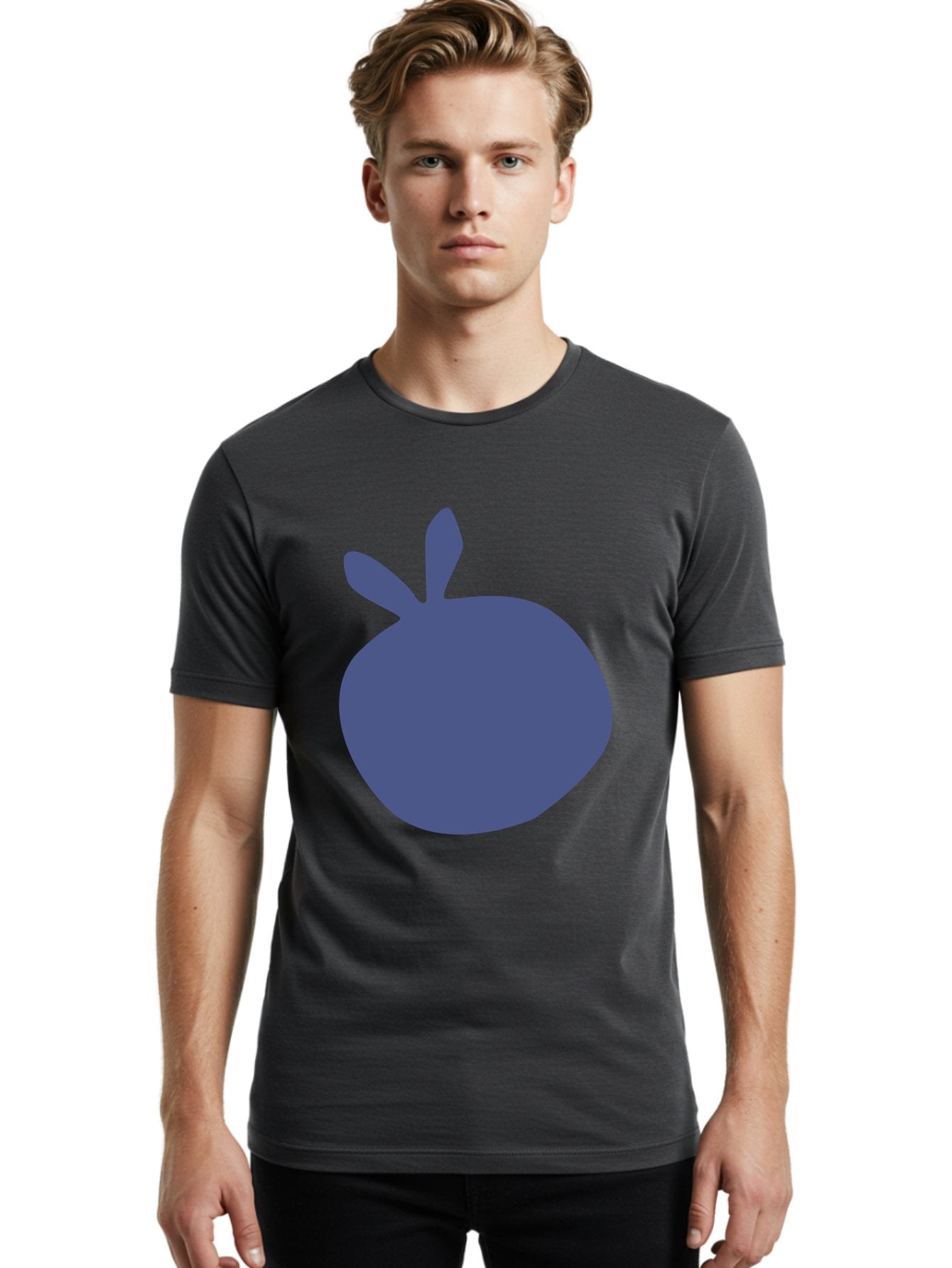 Blue-Apple Men'S Graphic Tee, 100% Cotton, Comfortable Casual Summer Wear, Machine Washable, Blue Apple, Simple Design, Minimalist Art, Blue Fruit, Digital Illustration, Apple Silhouette, Graphic Icon Aab604 16
