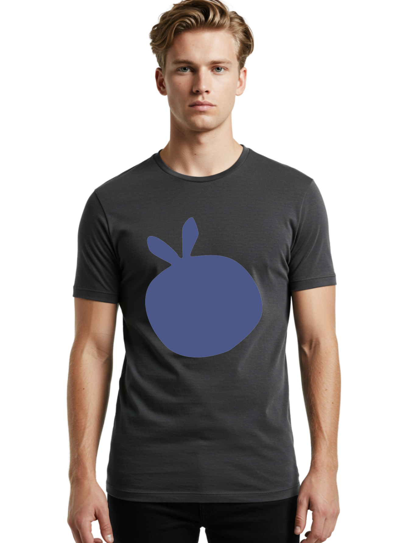 Blue-Apple Men'S Graphic Tee, 100% Cotton, Comfortable Casual Summer Wear, Machine Washable, Blue Apple, Simple Design, Minimalist Art, Blue Fruit, Digital Illustration, Apple Silhouette, Graphic Icon Aab604 26
