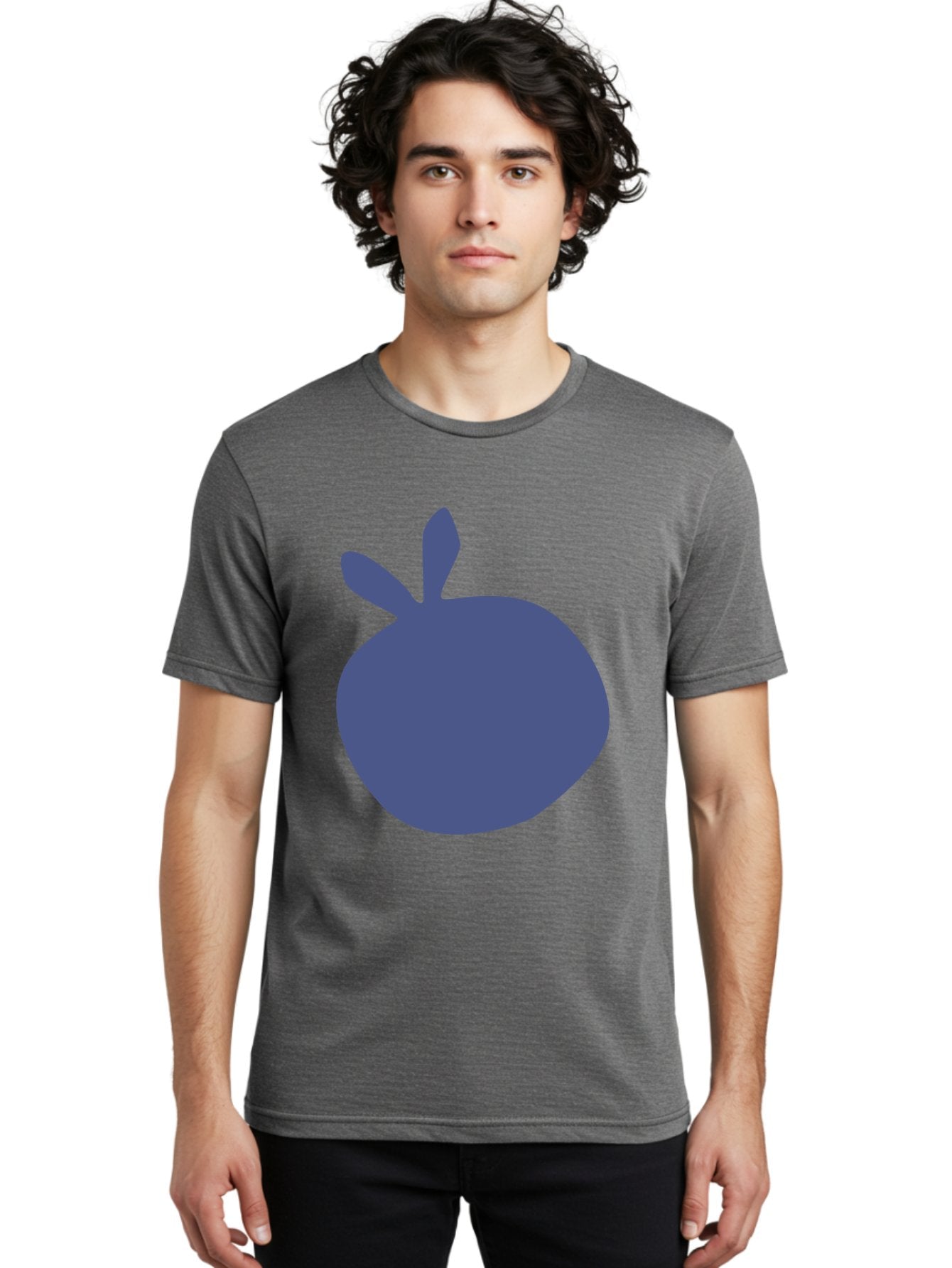 Blue-Apple Men'S Graphic Tee, 100% Cotton, Comfortable Casual Summer Wear, Machine Washable, Blue Apple, Simple Design, Minimalist Art, Blue Fruit, Digital Illustration, Apple Silhouette, Graphic Icon Aab604 23