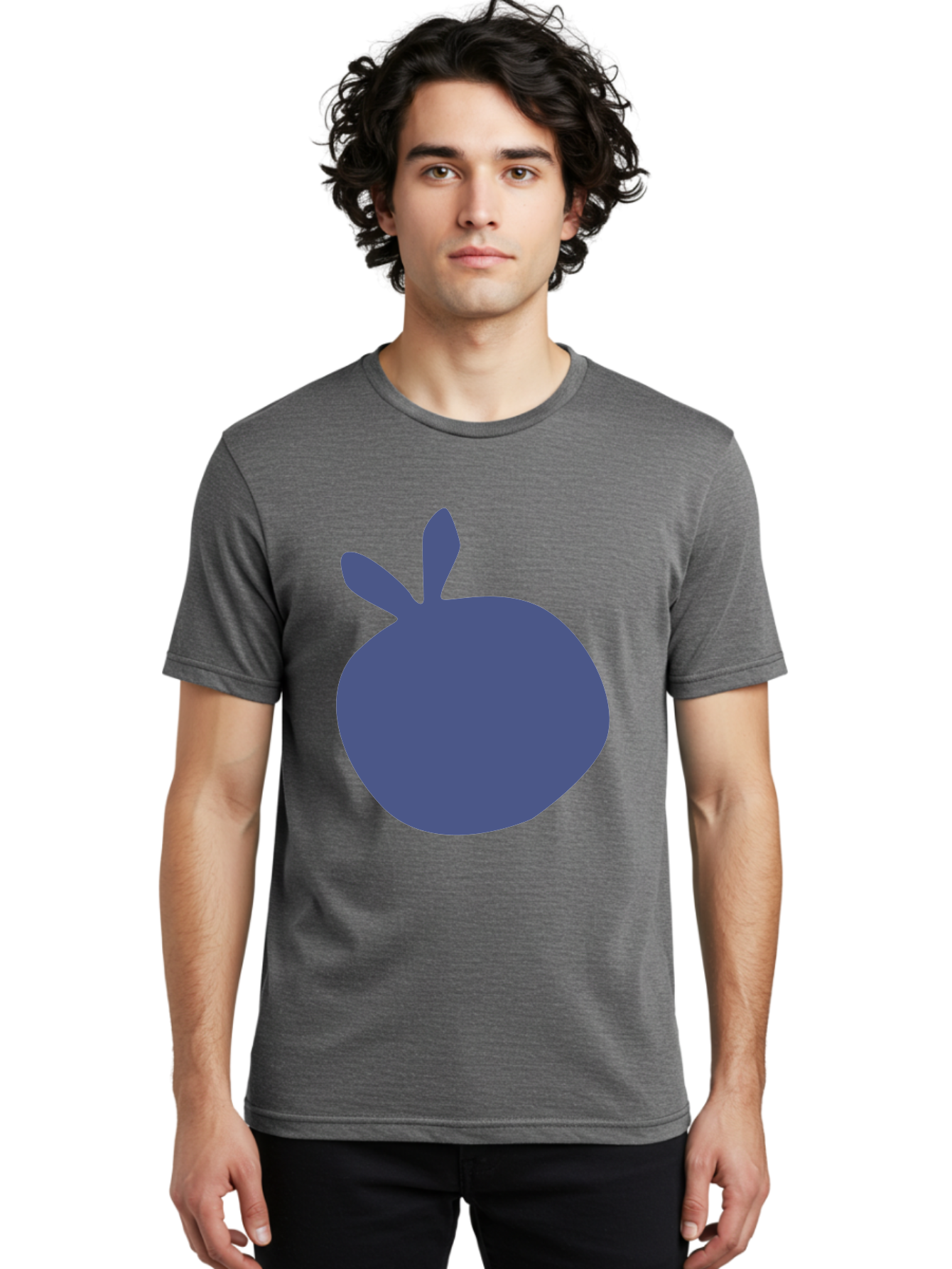 Blue-Apple Men'S Graphic Tee, 100% Cotton, Comfortable Casual Summer Wear, Machine Washable, Blue Apple, Simple Design, Minimalist Art, Blue Fruit, Digital Illustration, Apple Silhouette, Graphic Icon Aab604 16