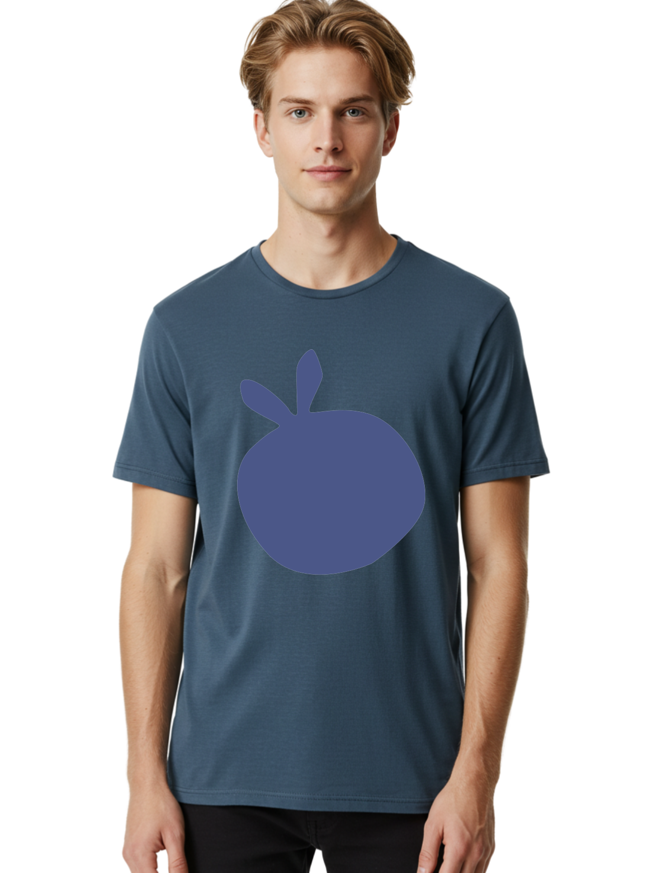 Blue-Apple Men'S Graphic Tee, 100% Cotton, Comfortable Casual Summer Wear, Machine Washable, Blue Apple, Simple Design, Minimalist Art, Blue Fruit, Digital Illustration, Apple Silhouette, Graphic Icon Aab604 14